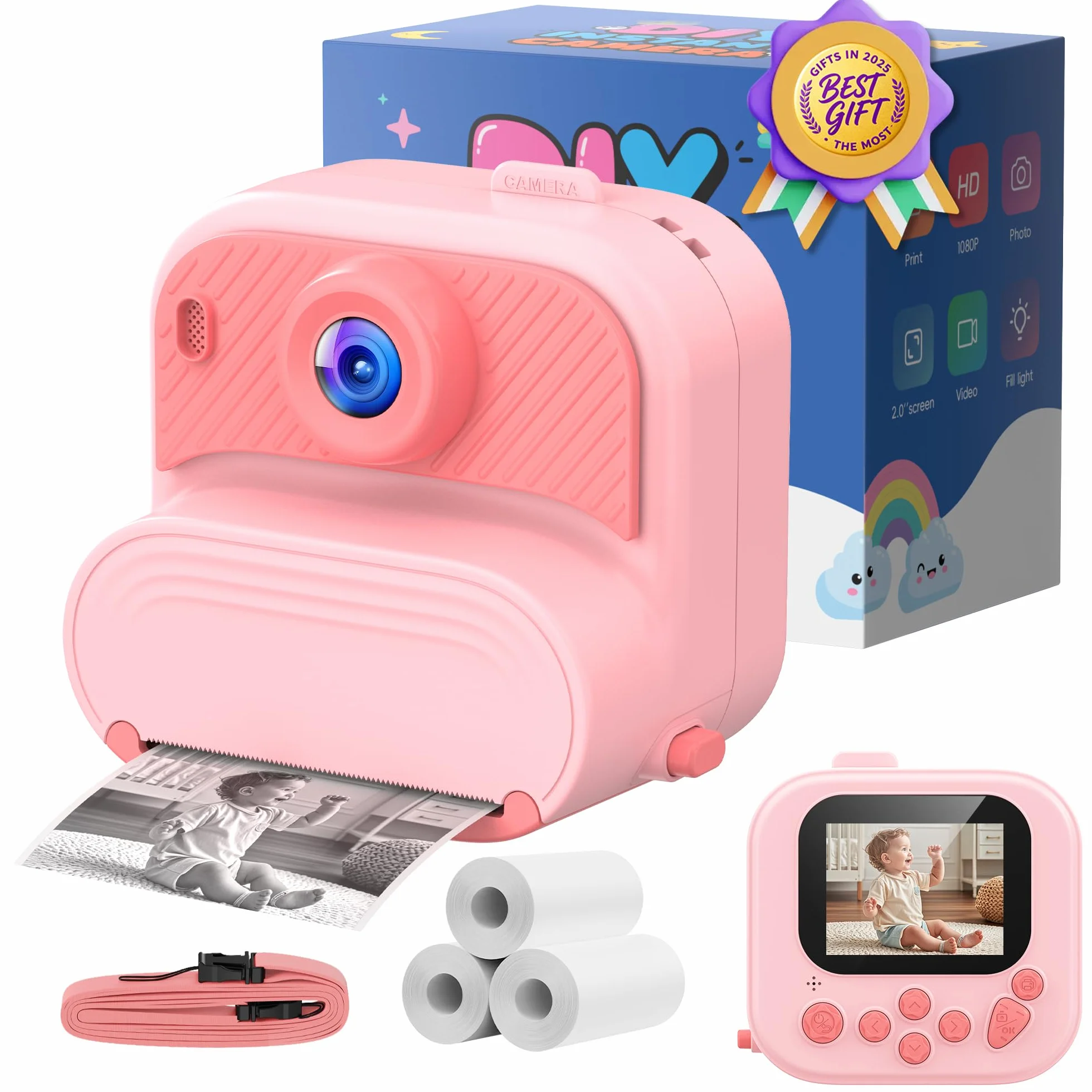 Fotocamera Digitale Bambini 32GB Istantanea Rosa Regalo Natale Compleanno