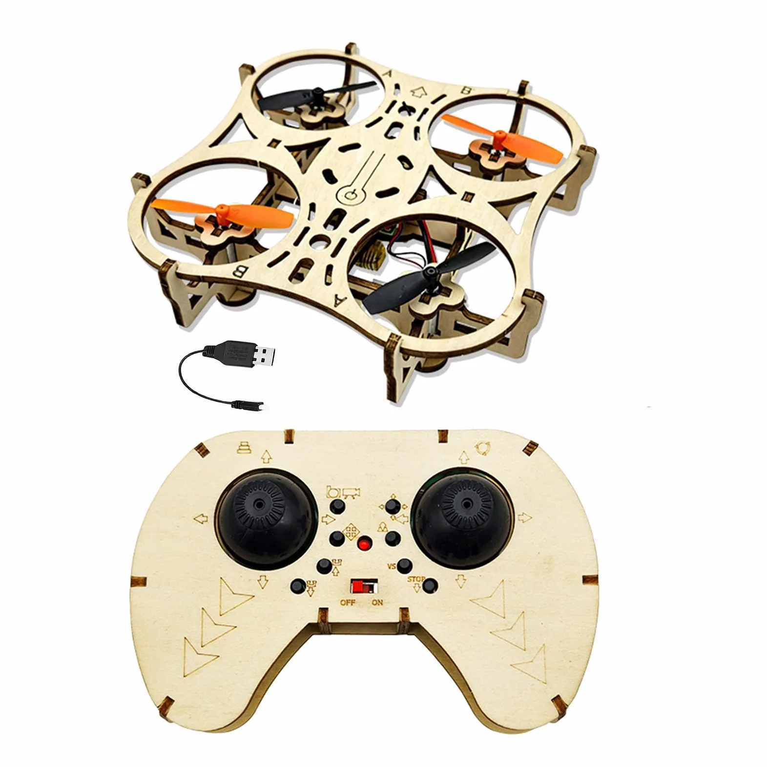 Kit di Assemblaggio Drone in Legno Fai-da-te, Modello di Costruzione 3D Creativo, Mini Quadricottero RC, Kit di Scienze Educative per Adolescenti e Adulti
