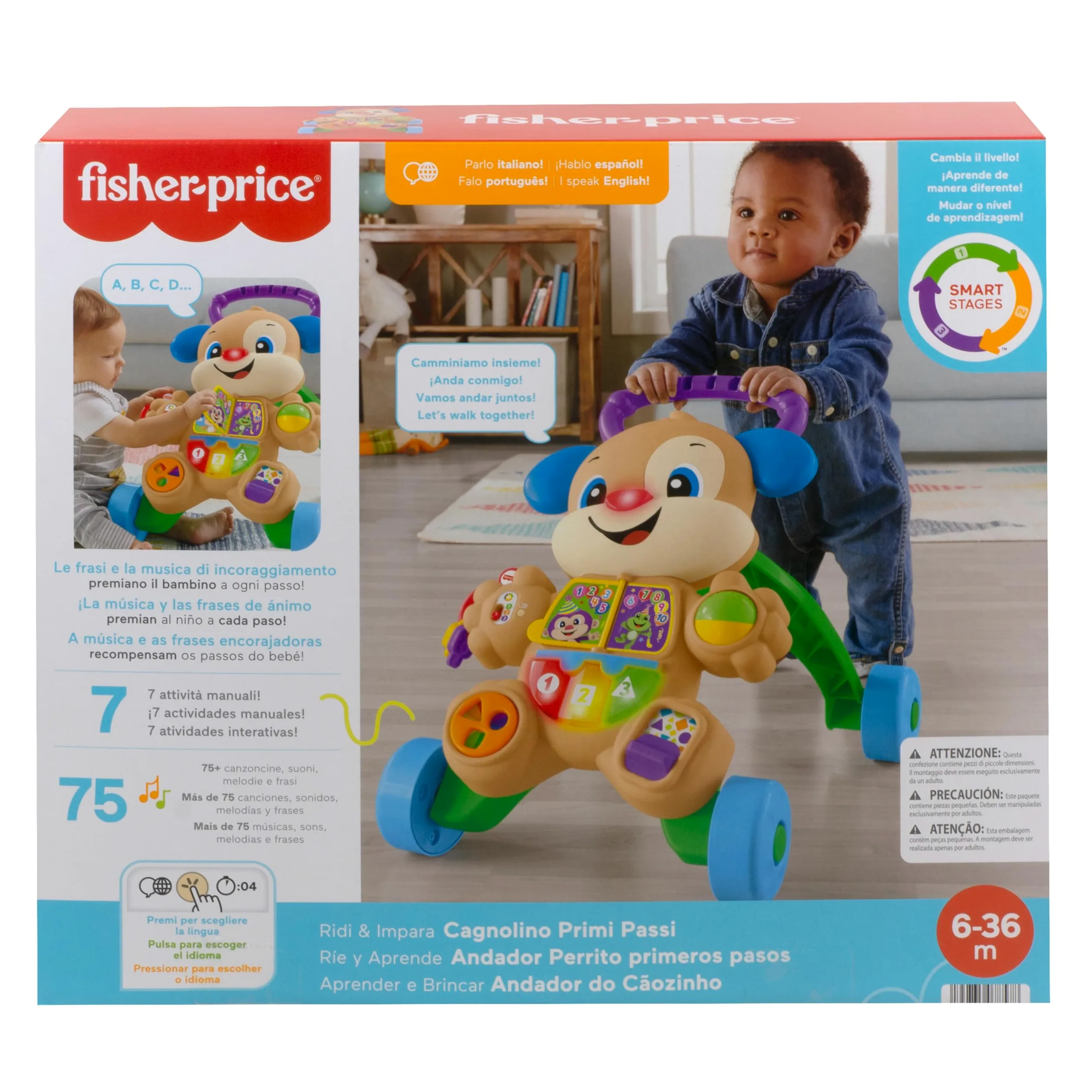 Fisher-Price Ridi & Impara Smart Stages Cagnolino Primi Passi, Multilingue