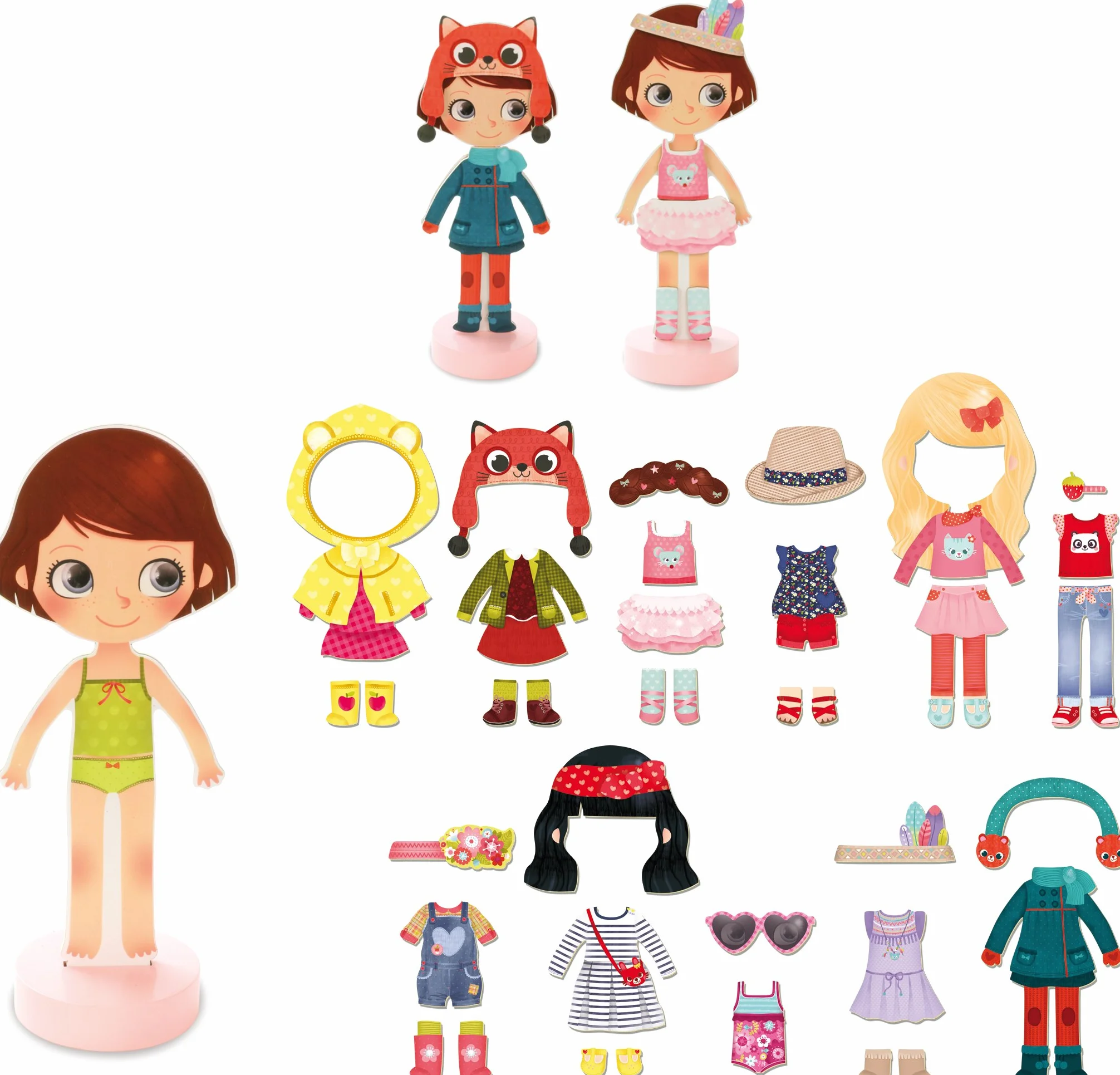 Little Doll Dress Vilac Magnetico Chloe Legno per vestirsi (42 Pezzi)