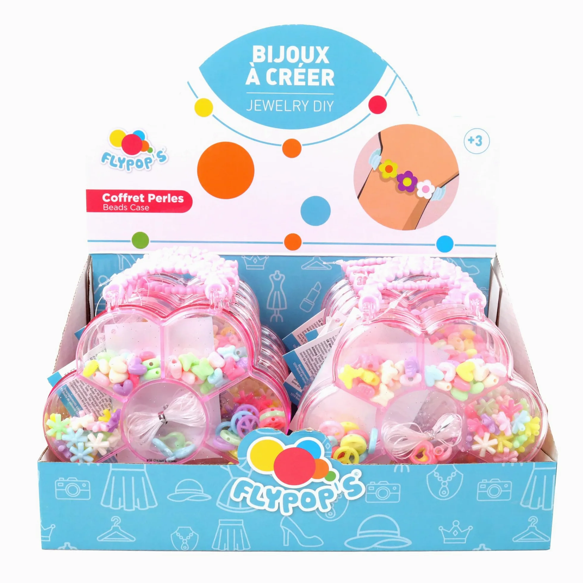 FLYPOP'S - Confezione da 12 scatole di perline - Hobby creativo - 010993PA - Multicolore - Plastica - Gioielli - Attività manuali - Set - Multicolore - Bambini - A partire dai 3 anni