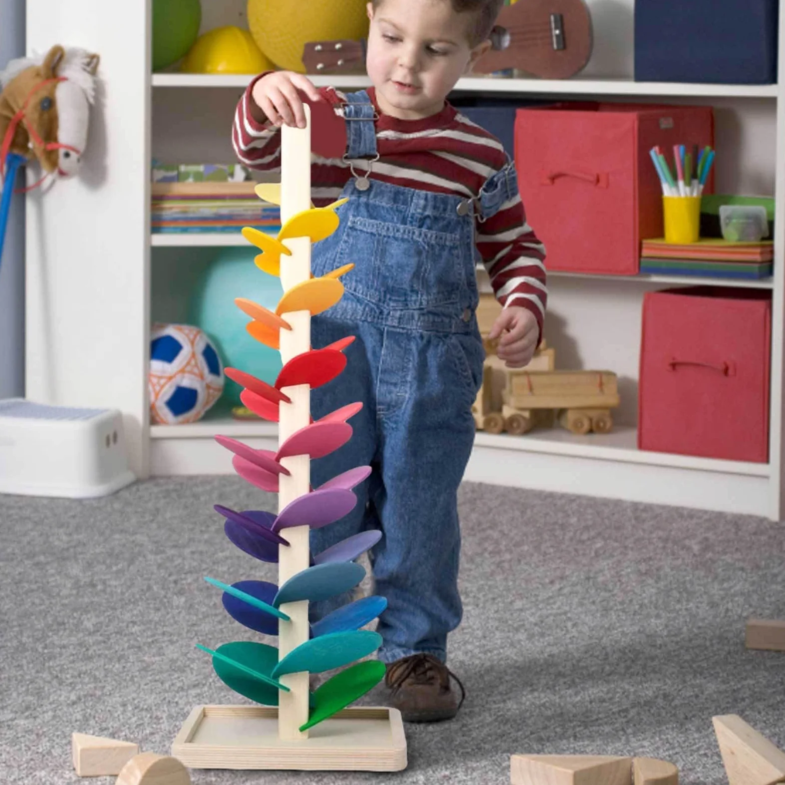 Generisch Rainbow Stacker | Developmental Toy Motor Skills Problema Solving Colorring Piramide con filettatura elicoidale gioco ingranaggi torre impilabile anelli piramide