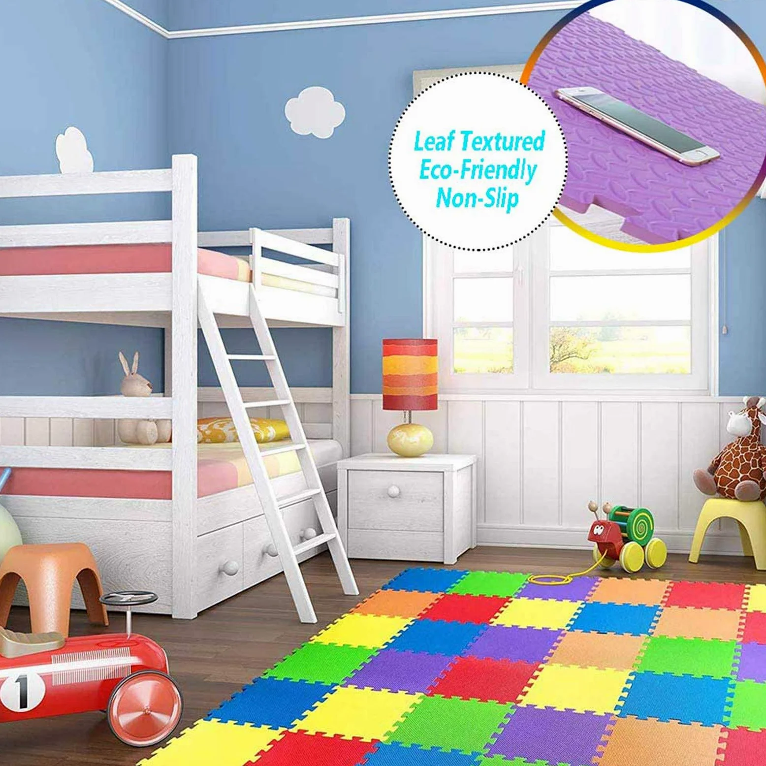 Generico Tappetino Puzzle in Schiuma ad Incastro per Bambini, 10 Piastrelle reversibili Impermeabili Antiscivolo in Eva per Pavimenti, tappetini Morbidi per Sala Giochi e Yoga, tappetini Colorati per