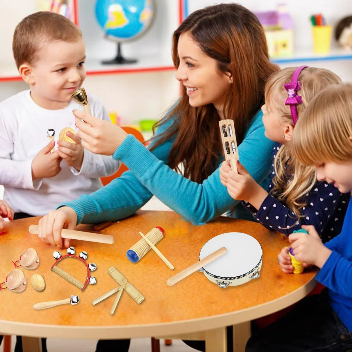 Strumenti Musicali Bambini, ULIFEME 23 Pezzi Strumenti Musicali Legno, Giochi Musicali A Percussione Giocattolos per Bimbi, Set Ritmo di Percussioni Premium, Materiale 100% Legno Puro+ Borsa di Cotone