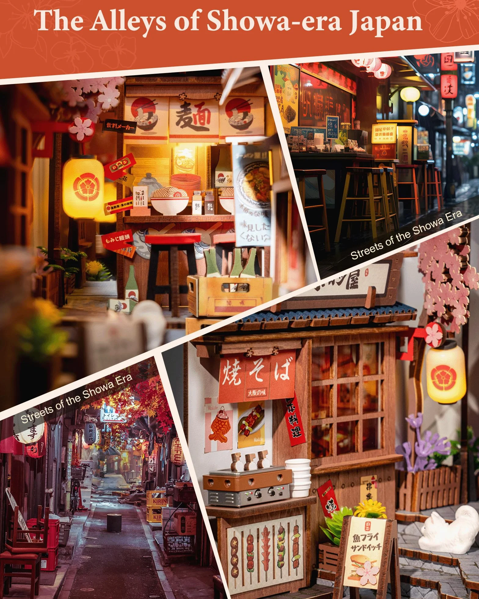 Rolife Book Nook Sakura Wine Alley – Booknook Izakaya Giapponese DIY Miniature House per Adulti, Puzzle 3D Immersivo & Decorazione da Libreria, Regalo Artigianale Antistress (Senza Colla)