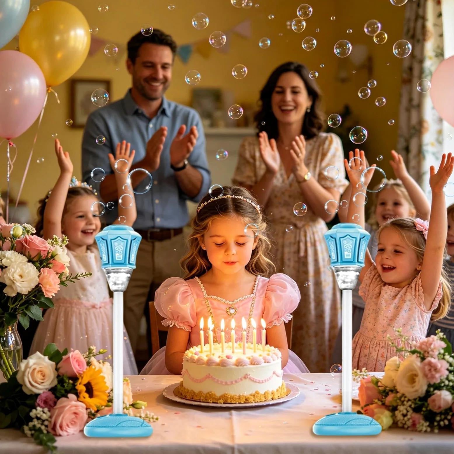 Macchina Bolle di Sapone in Piedi con e Musica Giocattolo da Esterno per | Macchina Regolabile in Altezza da 53 a 119 cm Per Feste All'Aperto Giochi Estivi Prato Matrimonio Giardino e
