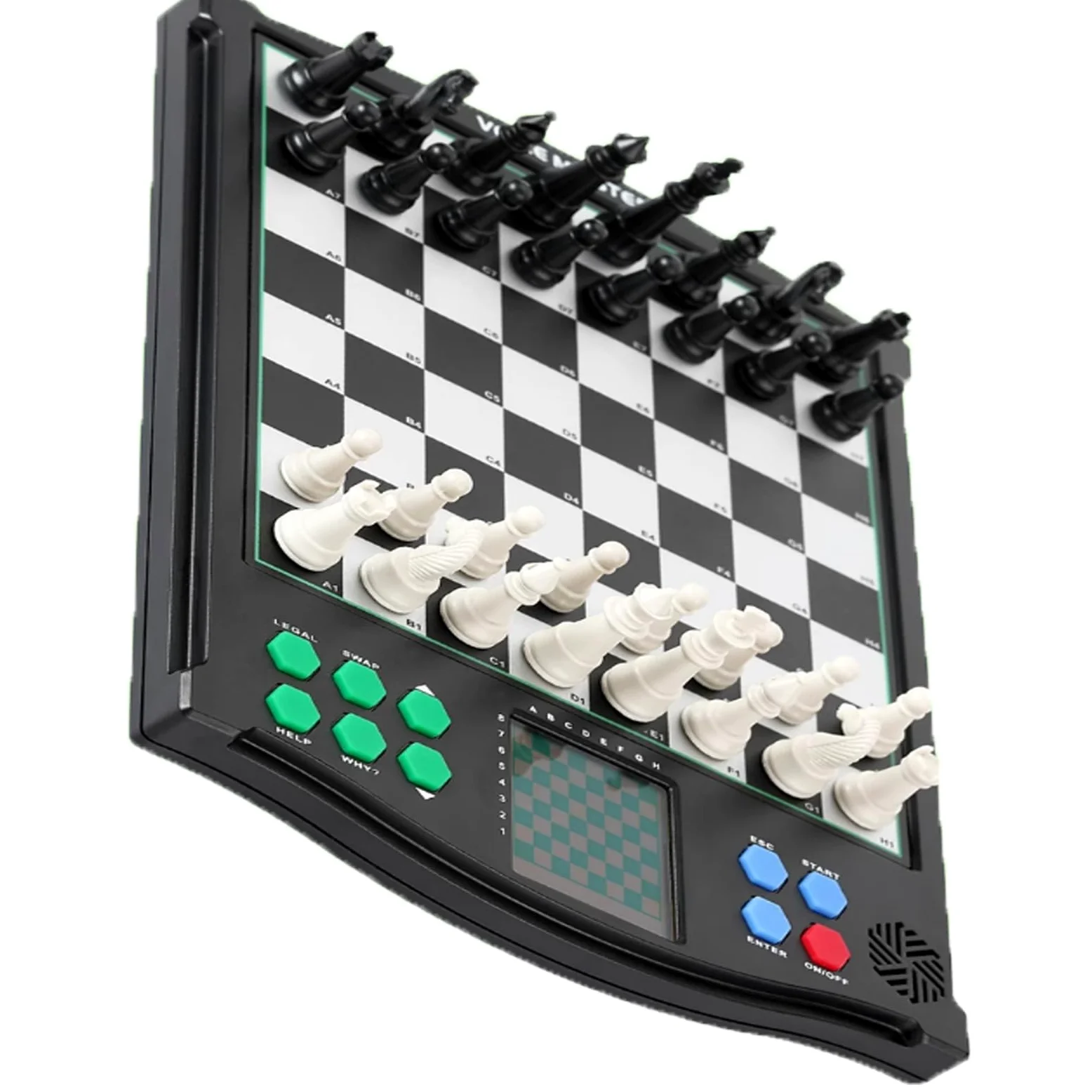 Set di scacchi elettronici touch screen con pezzi magnetici, schermo LCD, IA integrata, 30 modalità di gioco, funzione di salvataggio automatico, tutor vocale per principianti