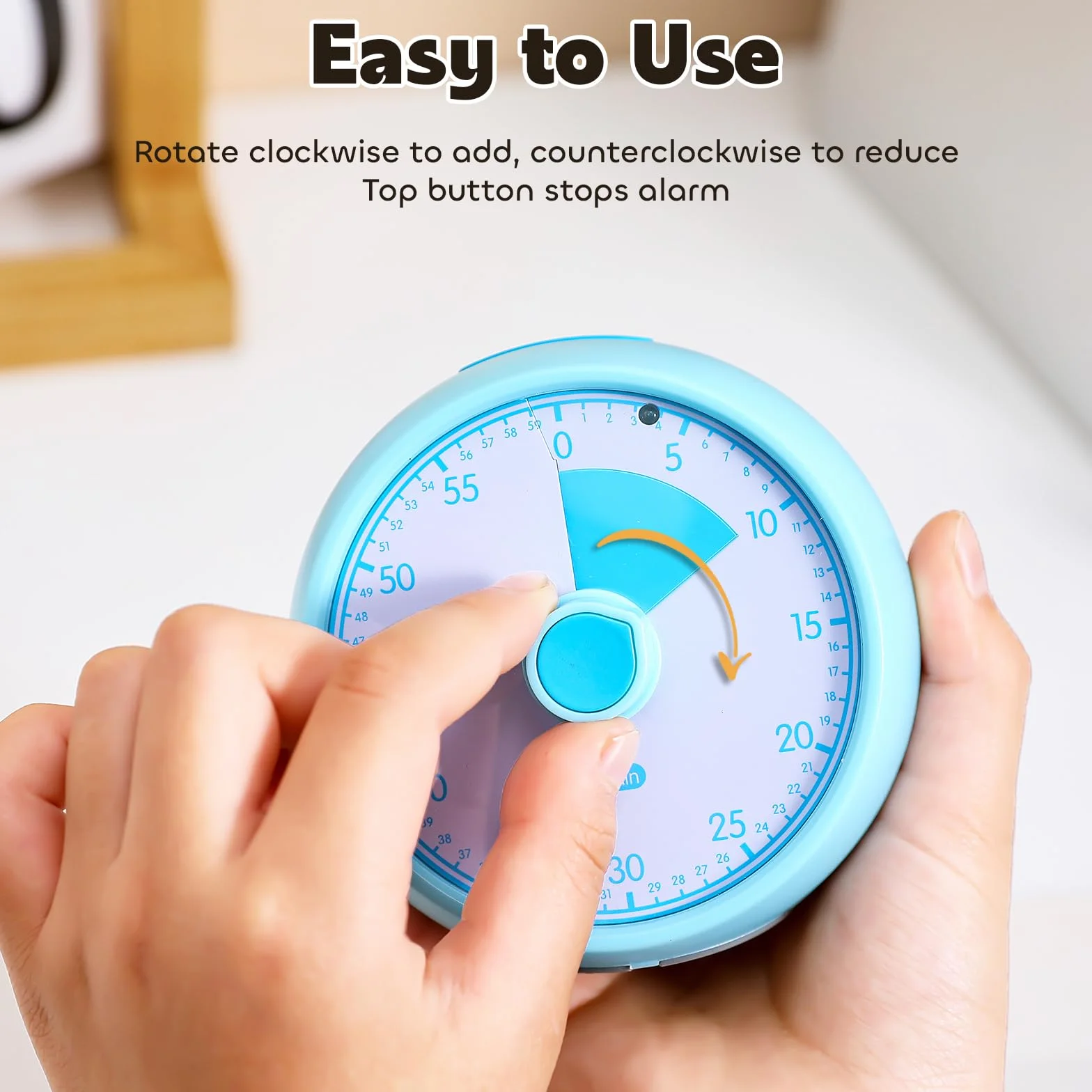 Timer Visivo per Bambini 60 Minuti – Timer Analogico Silenzioso a Conto Alla Rovescia,Strumento di Concentrazione per ADHD e Autismo,Gestione del Tempo per Compiti (Tutto blu)