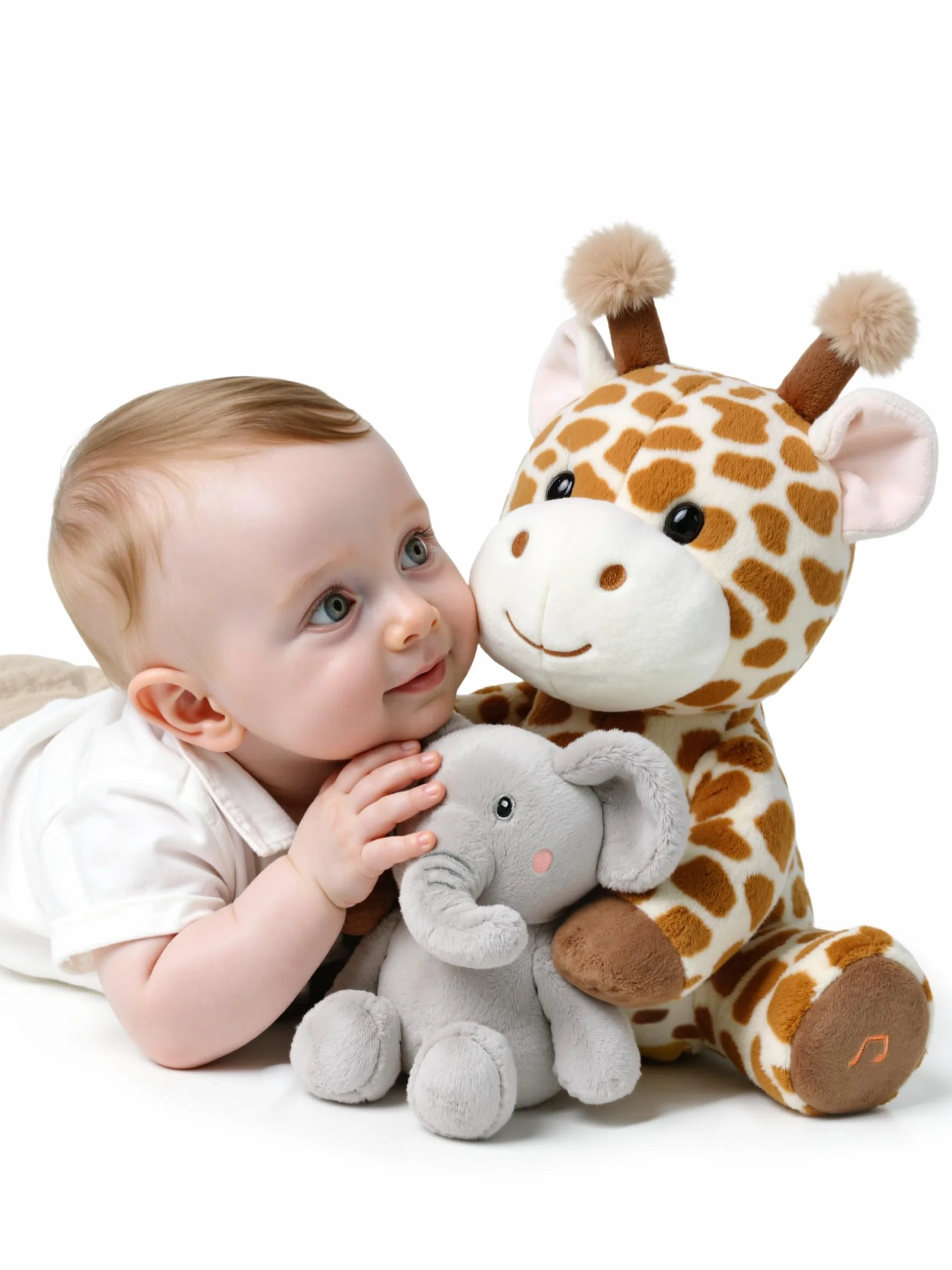 TUMAMA KIDS Giocattoli Interattivi di Peluche per Bambini Giraffa ed Elefante che Parlano e Cantano, Giocattolo che Ripete ciò che dici, Giocattolo Musicale Elettronico Interattivo per Bambini Regalo