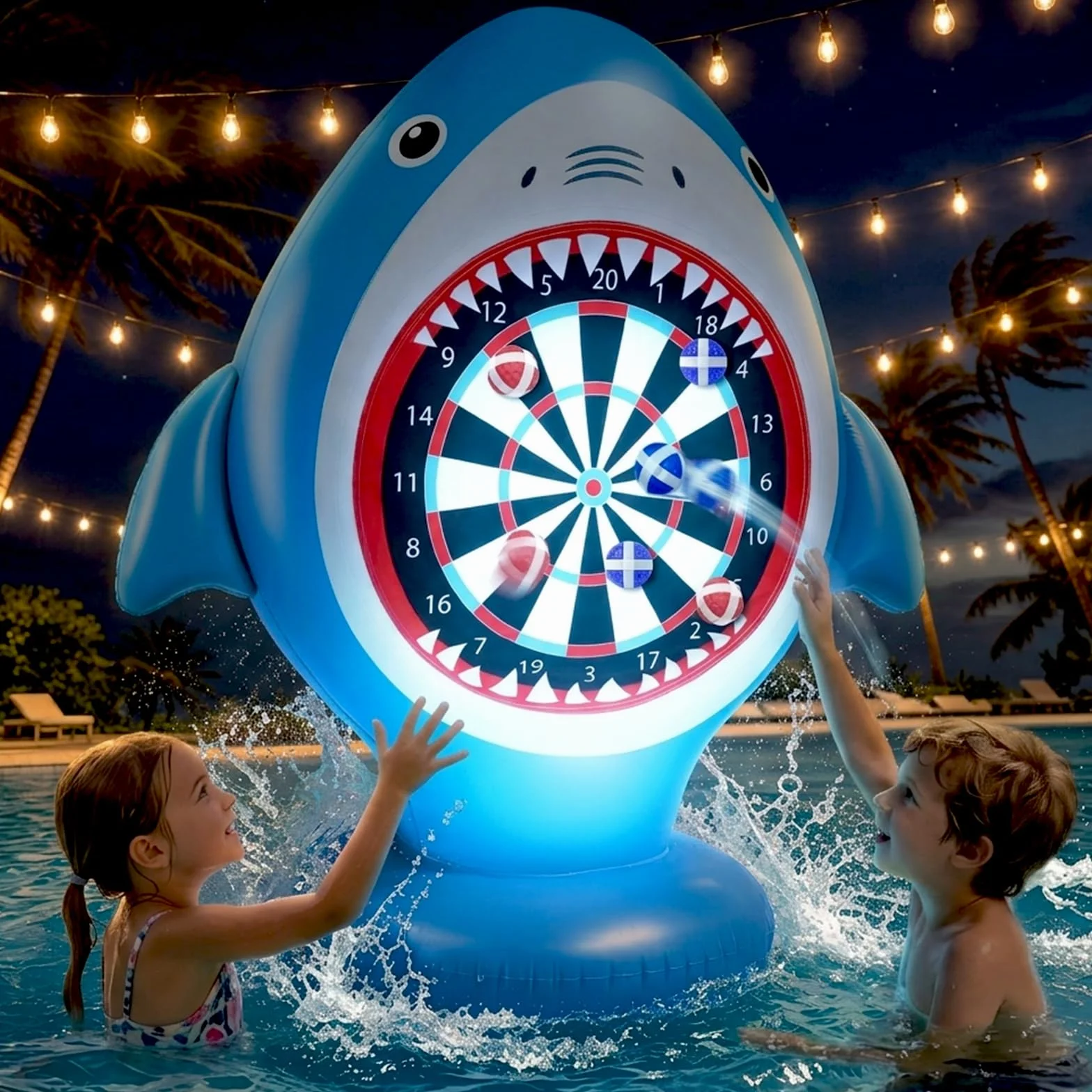 Gioco Gonfiabile Bersaglio, Bersaglio Freccette Gonfiabile - 10 Palline Velcro, Giochi Piscina Bambini Adulti, Gioco Lancio Bersaglio Famiglia Giardino Spiaggia