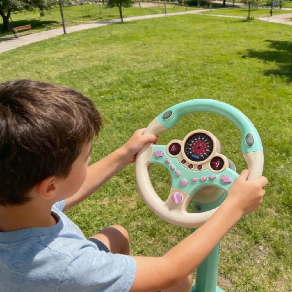 Simulazione Volante Giocattolo Volante per Bambini con Sensori di Movimento Funzione di Guida Simulata E Musica Adatto per Gioco di Ruolo Regalo, Rosa