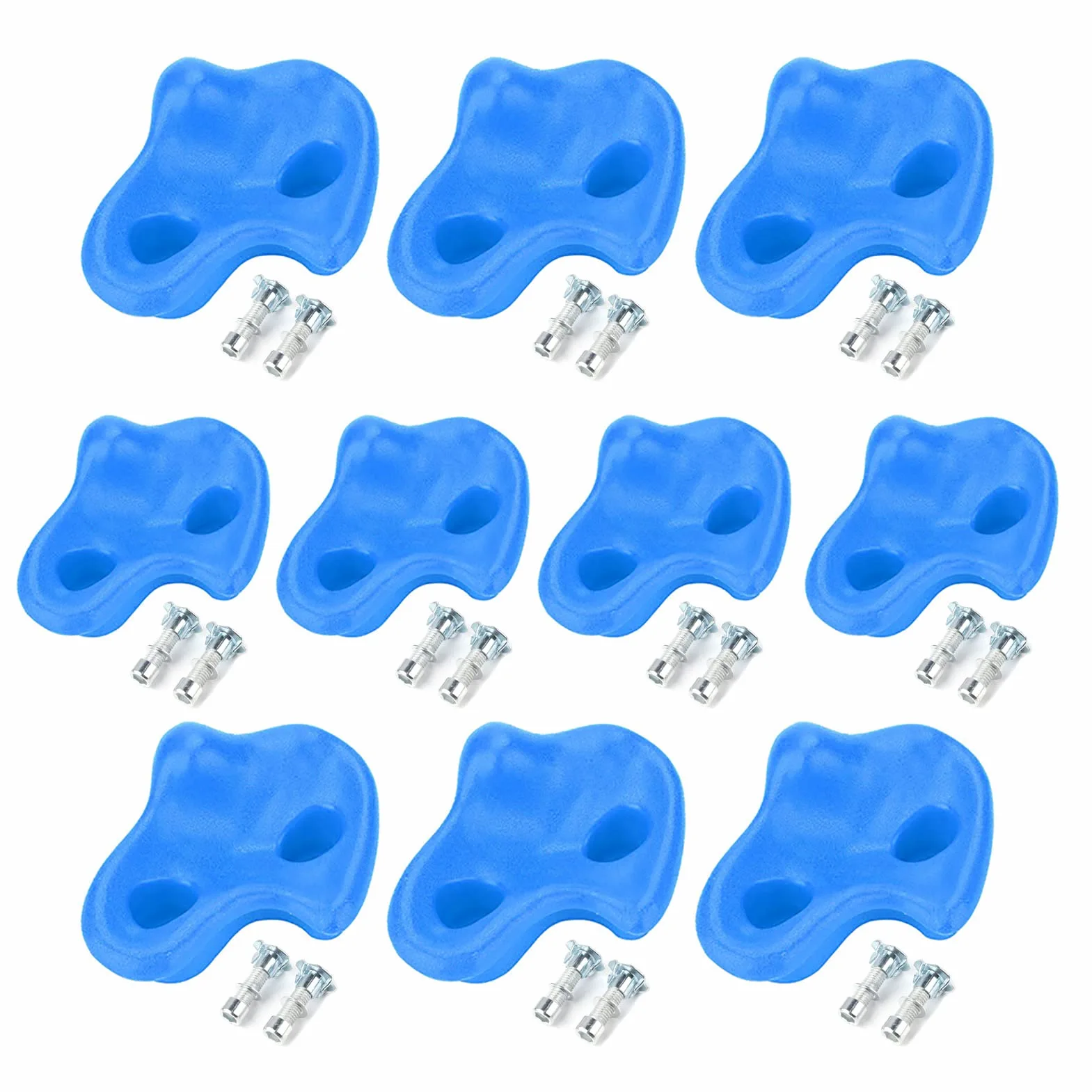 Jiawu Pietre da Arrampicata in Plastica da 10 Pezzi per Bambini, Kit Assortito Testurizzato con Bulloni, Attrezzature per Parchi Giochi per Pareti da Arrampicata Durevoli (Blue)