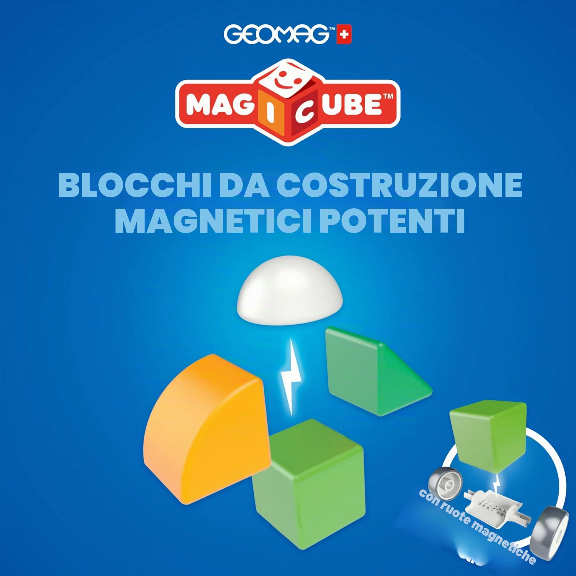 Geomag Magicube 1+ Shapes Blocchi Magnetici 4 Colori 13 Cubi Plastica Riciclata