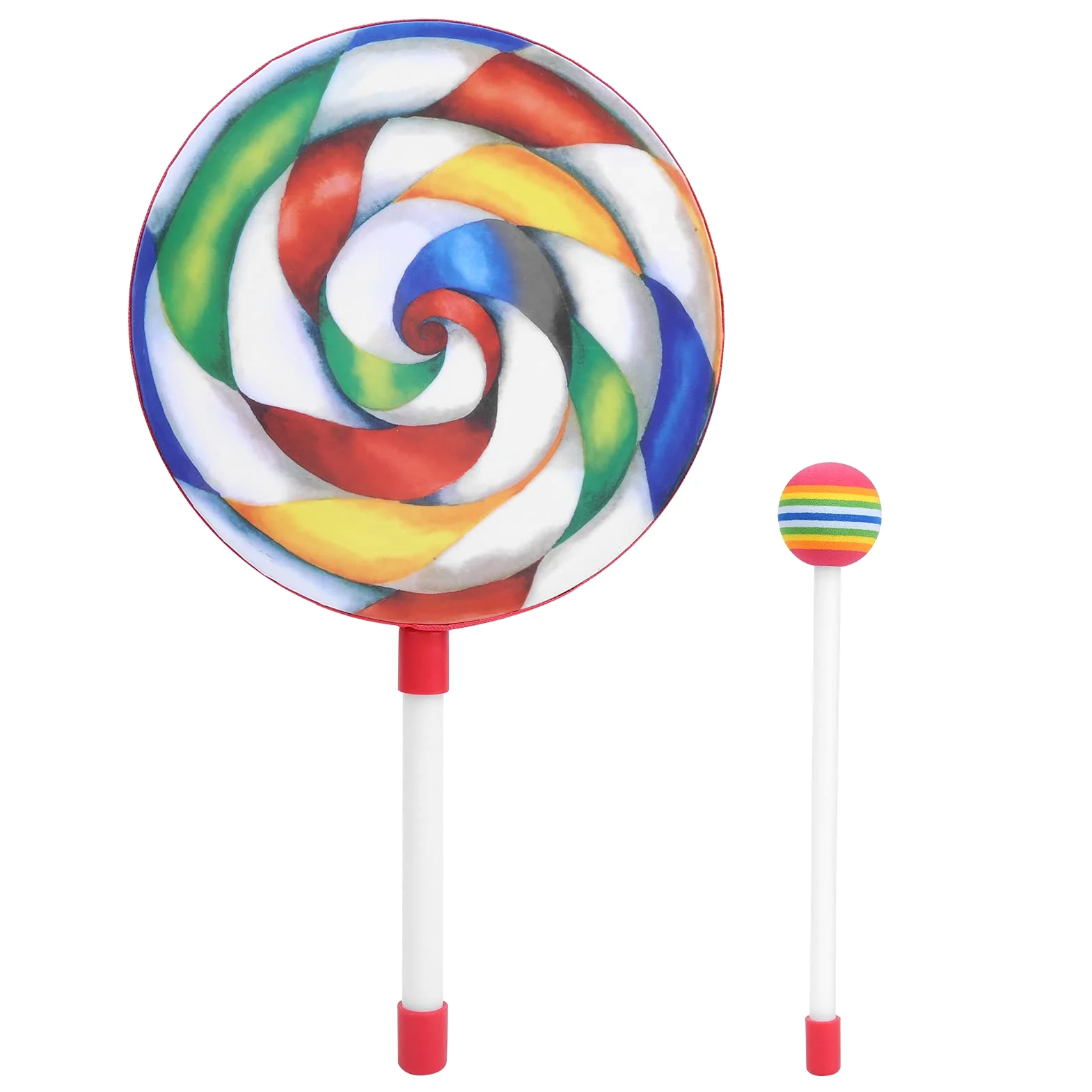 Set Tamburello per Bambini, Tamburi Lecca-lecca Colorati per Divertimento Musicale a Ritmo, Regalo Perfetto per Bambini, 10 Pezzi, Plastica, 8 Pollici