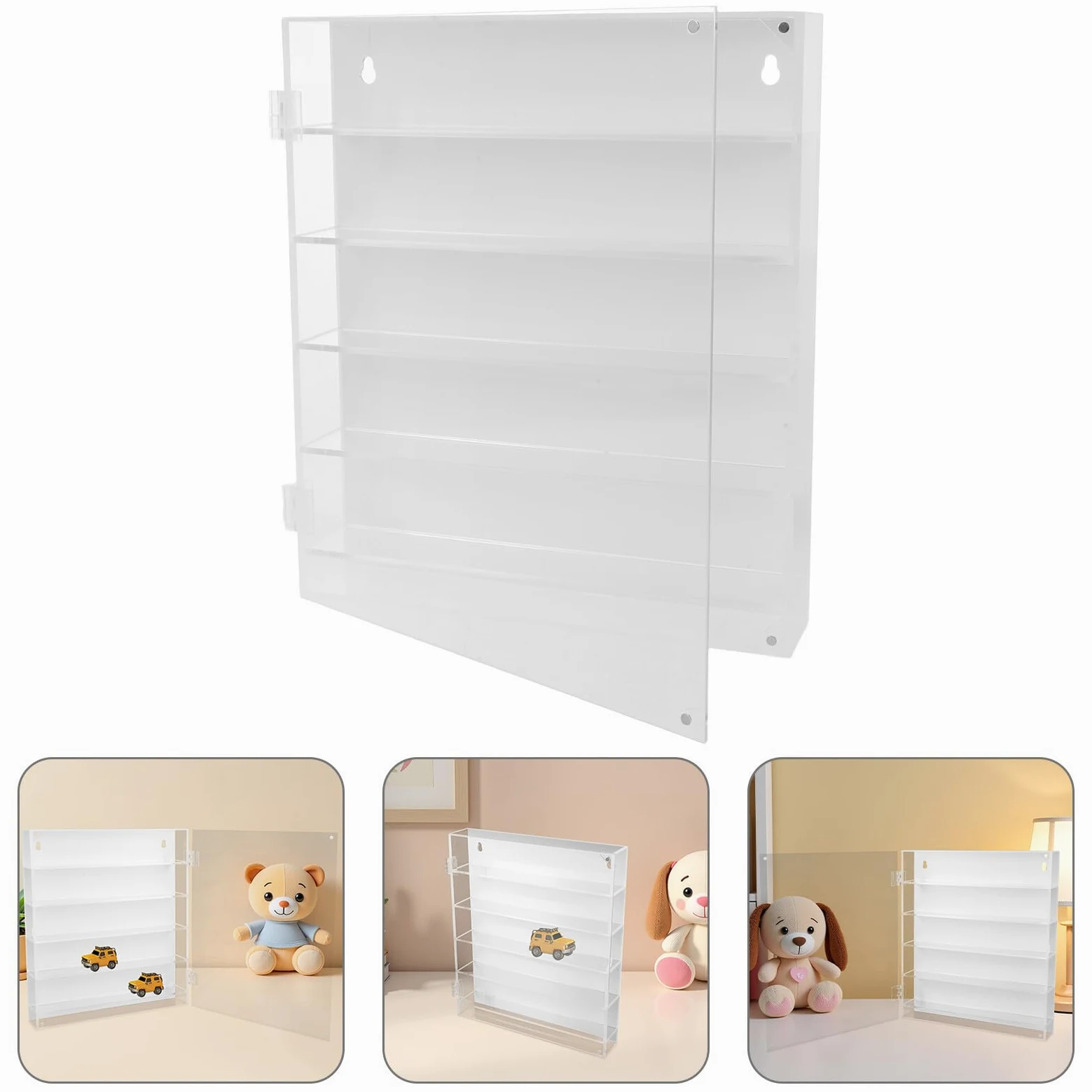 TOYANDONA Espositore Modellini Auto in Acrilico Trasparente 5 Strati e Scomparti Individuali, Vetrinetta da Parete per Modellismo e Collezioni di Macchinine
