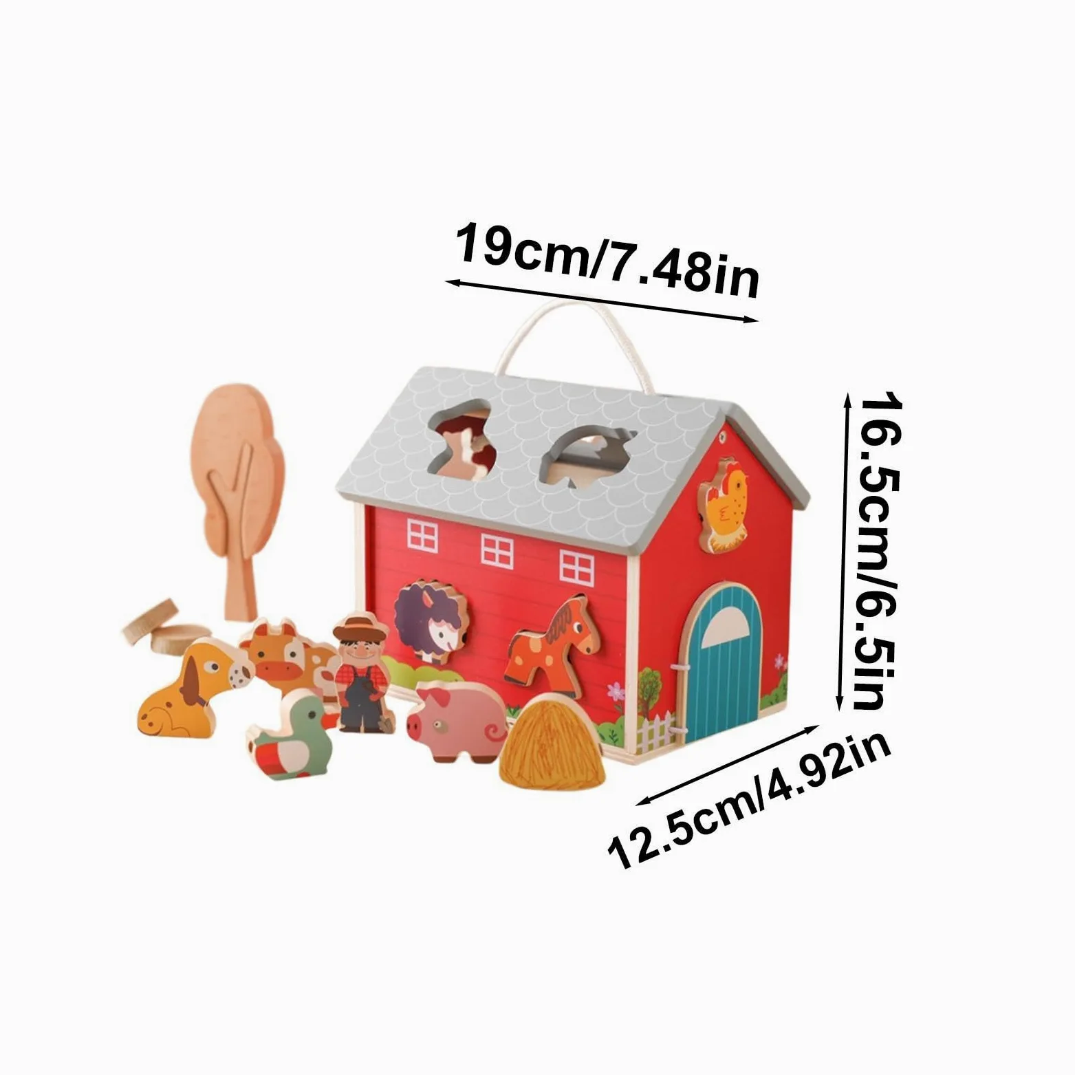 Generisch Giocattolo da fattoria in legno, di smistamento fienile | set di animali della fattoria, impilabile, giocattolo educativo per abilità motorie, giocattolo per bambini piccoli