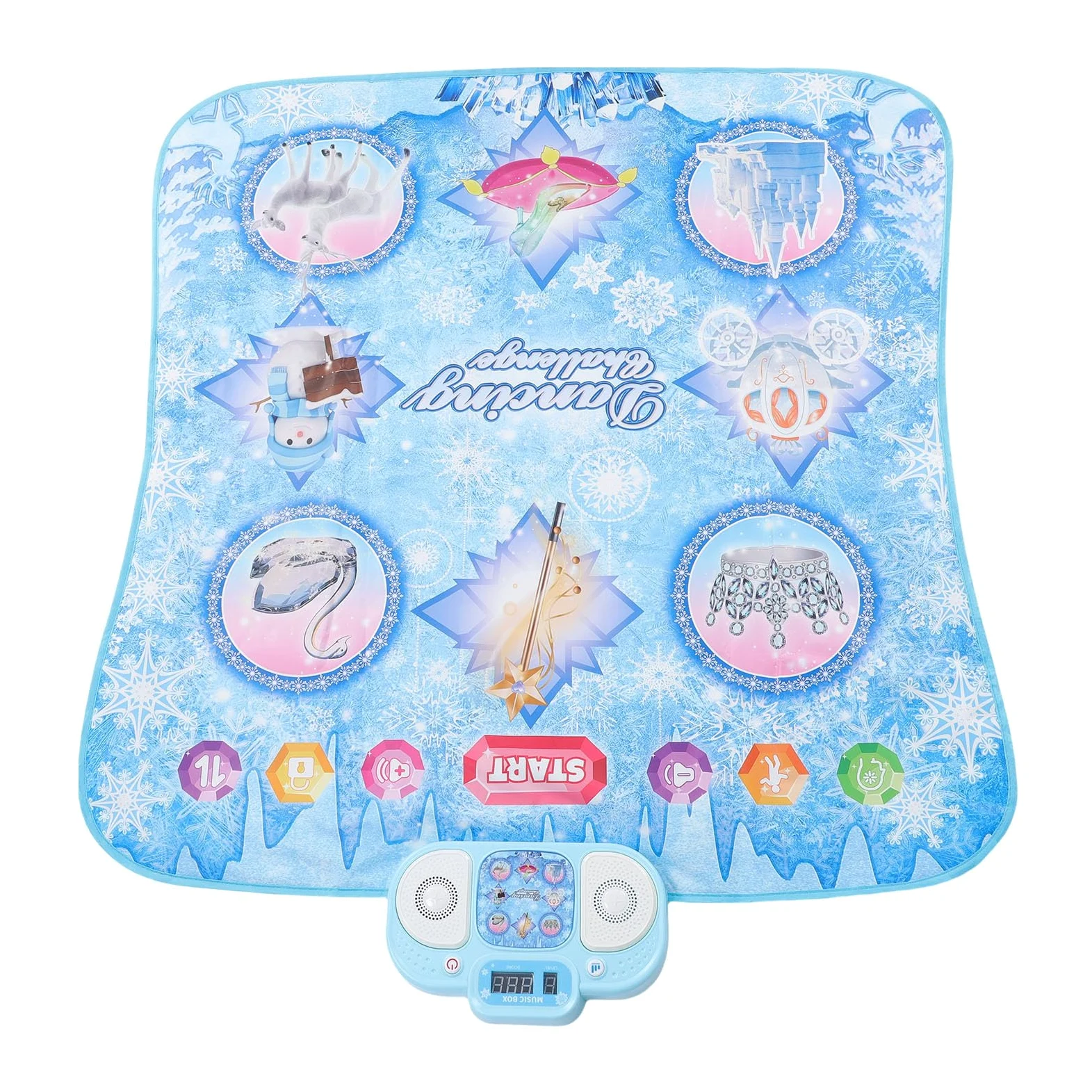 Tappetino da danza interattivo per la sfide musicale, tappeto da gioco in tessuto ABS e PE, 89,9 x 86,9 cm