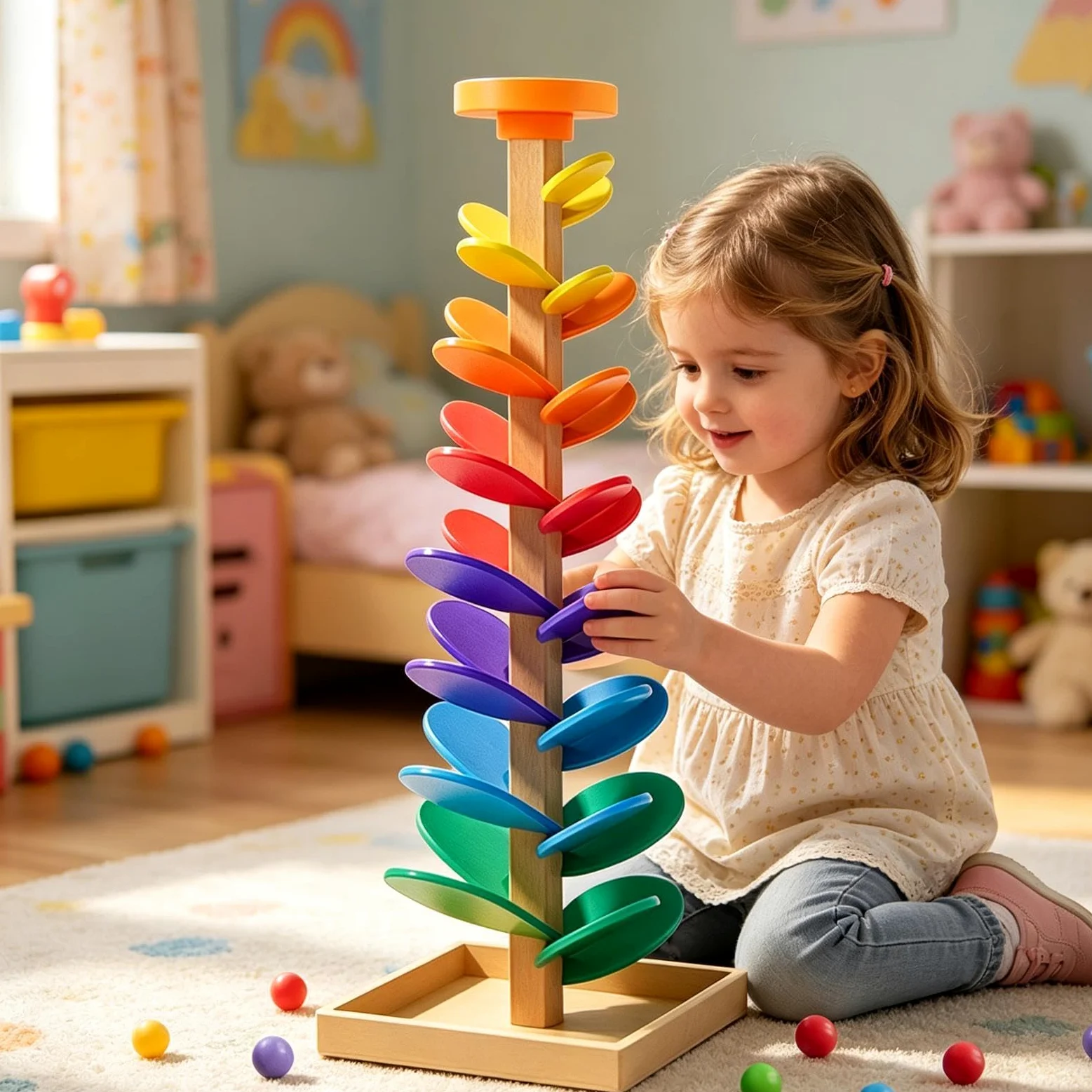 Pista Per Biglie Giochi Musicali Con Biglie A Caduta E Smistamento | Di Pista A Biglie Musicale Ad Albero Per Bambini Bambini E Bambine Scuola 'Infanzia Sala Giochi Festa