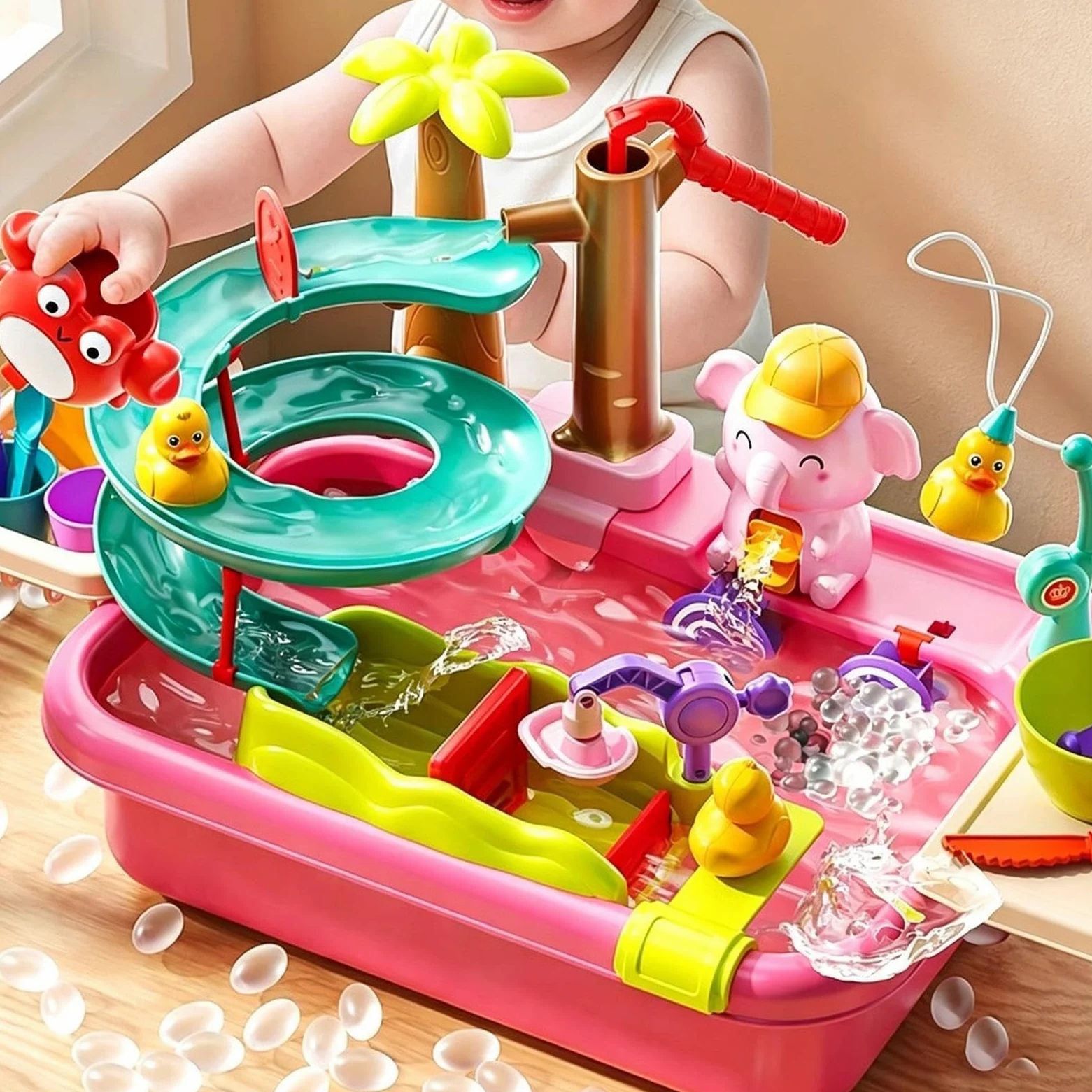 Giocattolo per Bambini con Acqua Corrente di Pesca | Tavolo d'acqua per bambini per la Pesca e Giochi Acquatici al Coperto all'Aperto in Giardino Cortile Spiaggia
