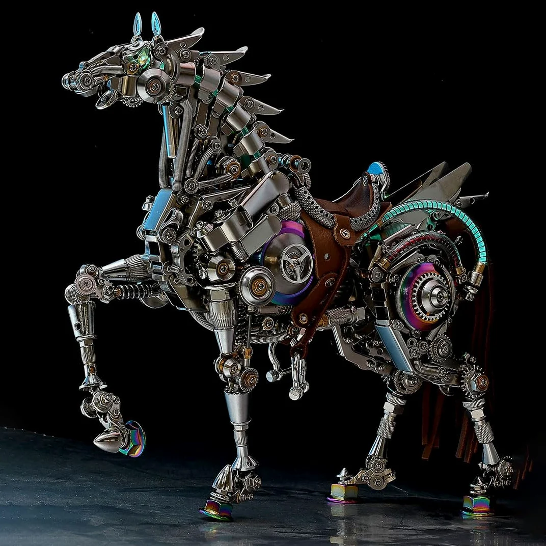Steampunk - Puzzle in metallo 3D per adulti, modello di cavallo meccanico con giunti mobili, puzzle meccanico 3D, scultura di cavallo per decorazione e regali, 1500 pezzi