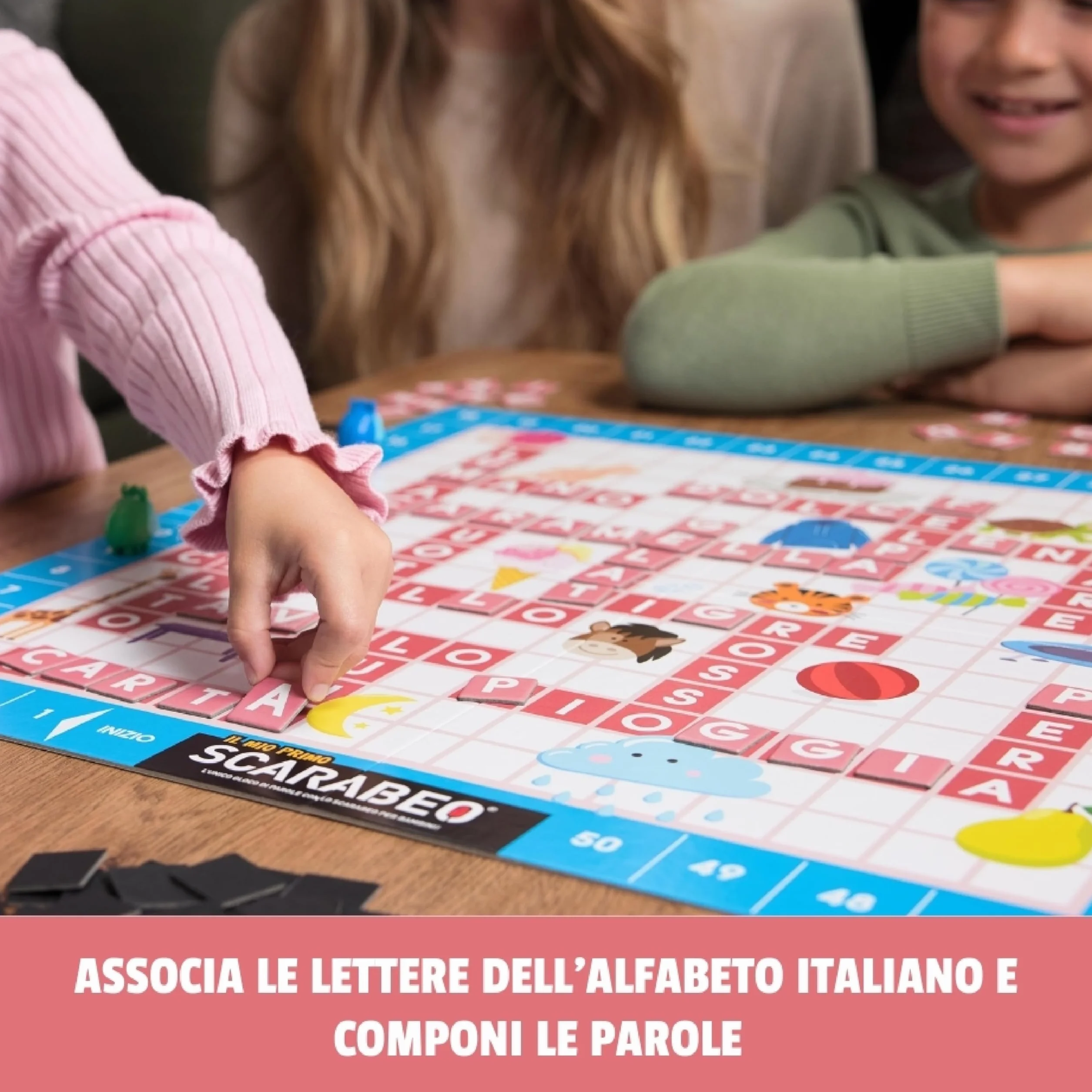 Editrice Giochi, Il Mio Primo Scarabeo Edizione Italiano-Inglese, Gioco da Tavolo, Gioco per Apprendimento di Lettere e Parole, Giochi da Tavolo per Bambini, da 2 a 4 Giocatori, 4+ Anni