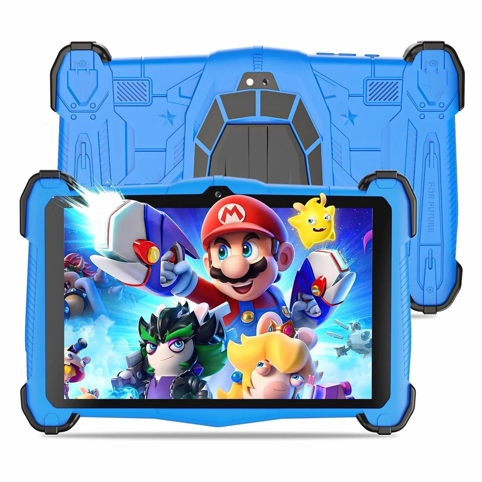 Tablet Bambini 7 Pollici Android 14 Octa-Core, 10 GB RAM + 64 GB ROM (TF 1 TB), Kids Tablet Educativo e Divertente, Controllo Parentale, WiFi, Bluetooth, Con Custodia Antiurto, Blu