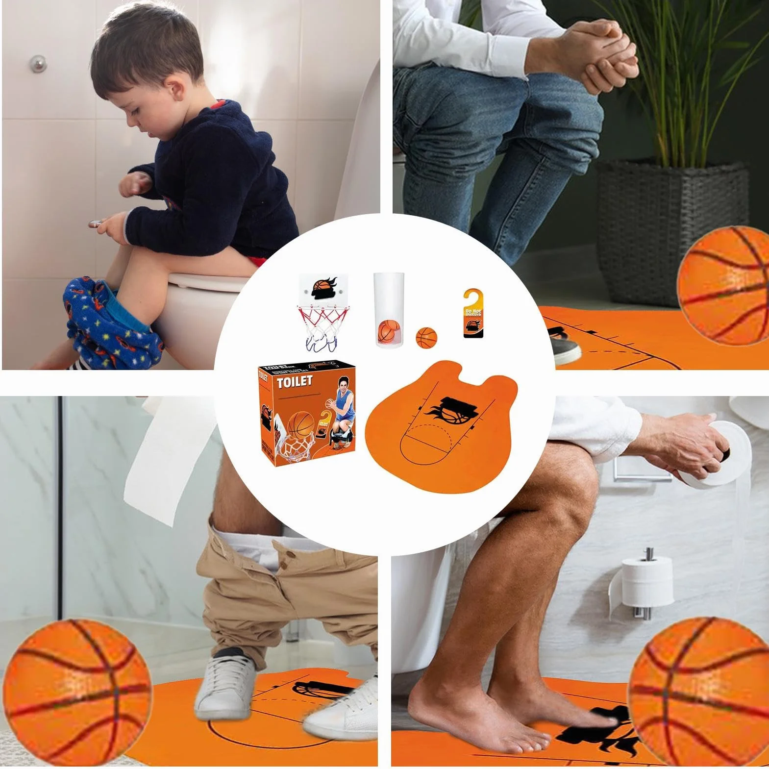 Pallacanestro per vasca da bagno - Tappetino da 29 pollici | Set da gioco in tessuto PVC: divertente giocattolo da bagno con cestino per riporre palline in rete, secchio, carta per porta per bambini,
