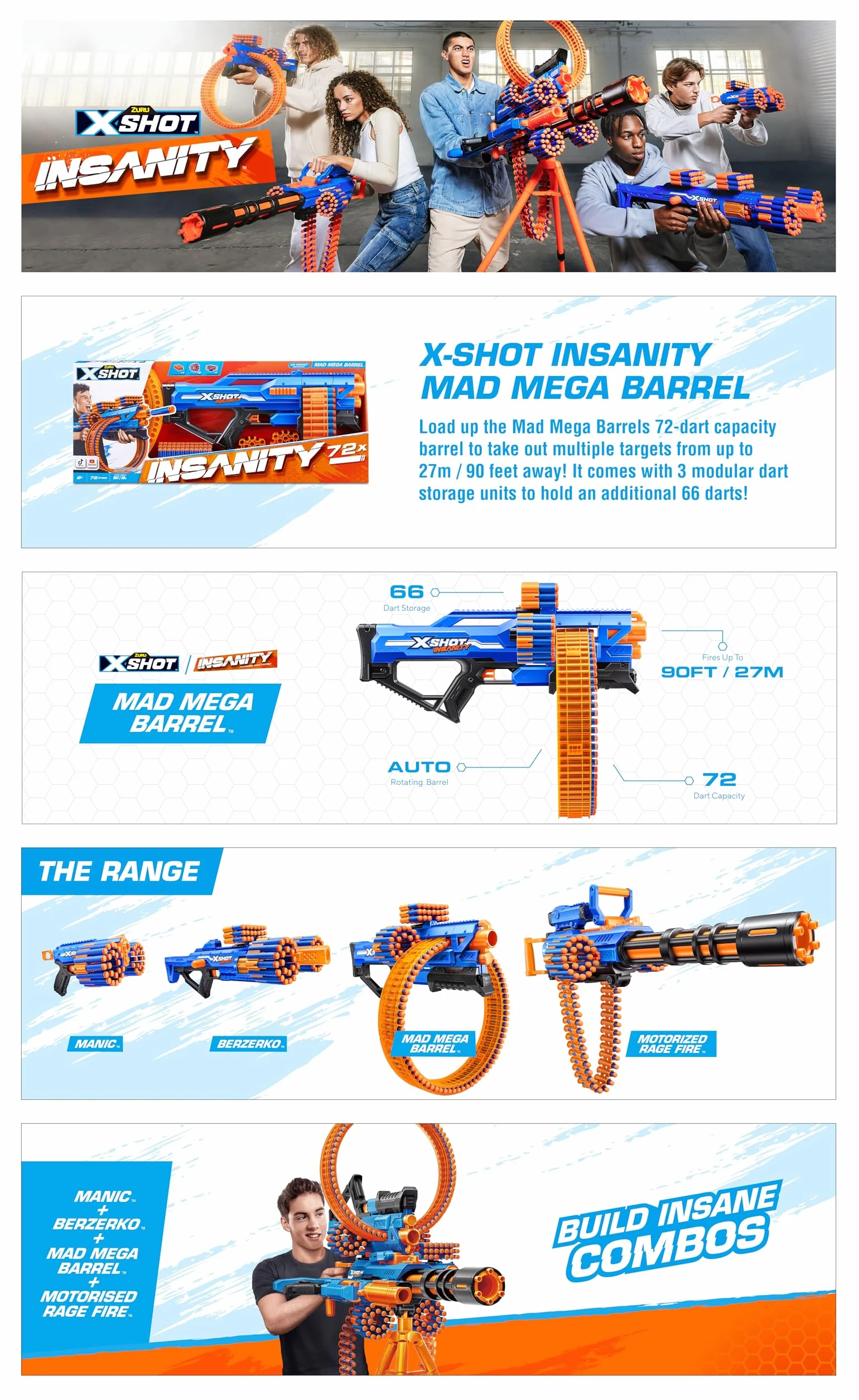 Zuru XSHOT Insanity Mega Barrel 72 freccette