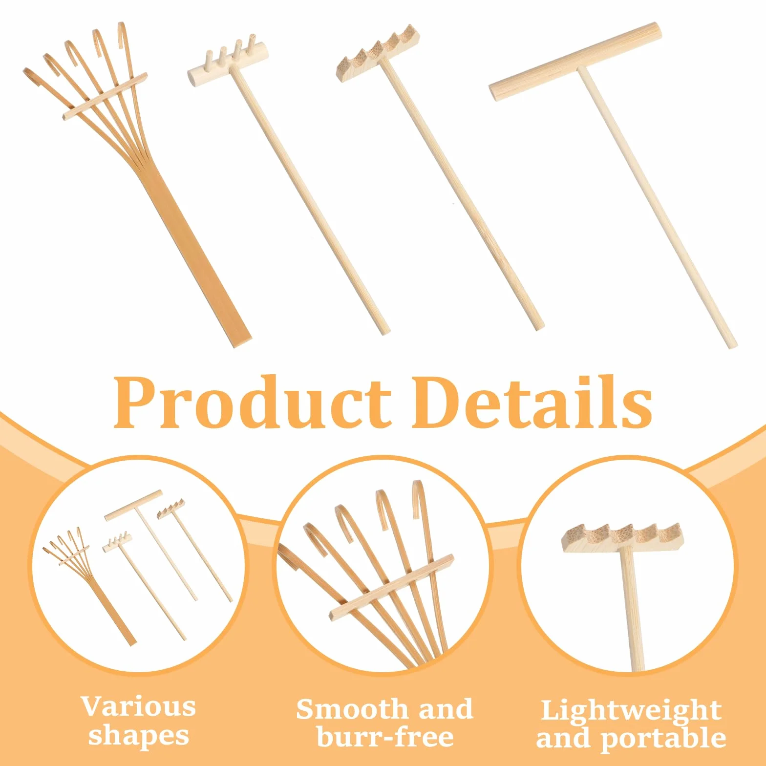 cobee Set di 4 attrezzi da giardino Mini Zen, mini rastrello, rastrello zen, per casa, ufficio, tavolo, casa delle bambole