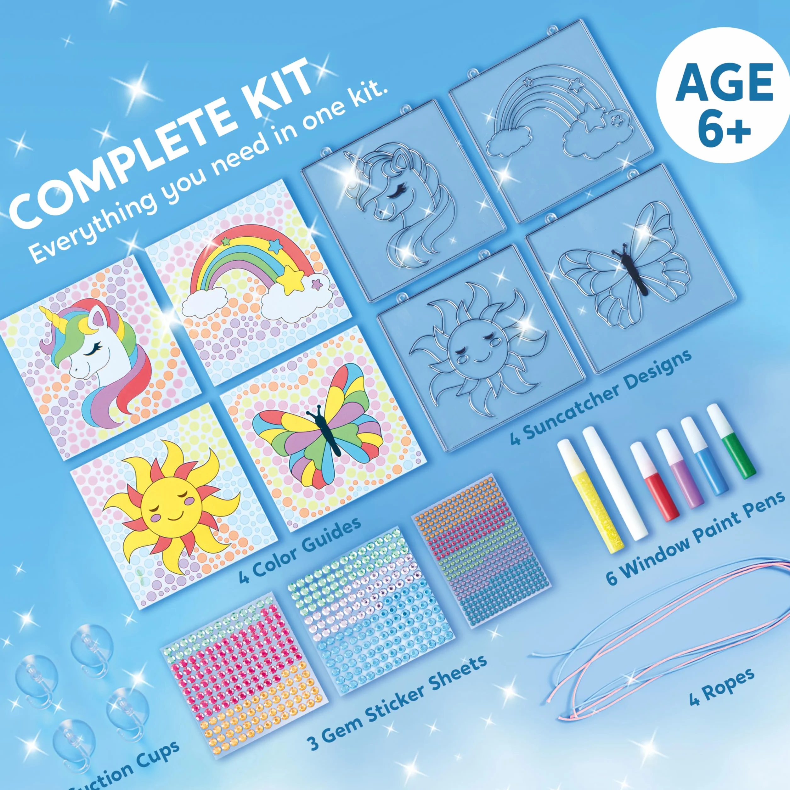 Klever Kits Suncatcher Craft Kit per bambini, Arti e mestieri per bambini dai 6 ai 12 anni, Kit di pittura con diamanti, Regali per ragazze, Regali di compleanno