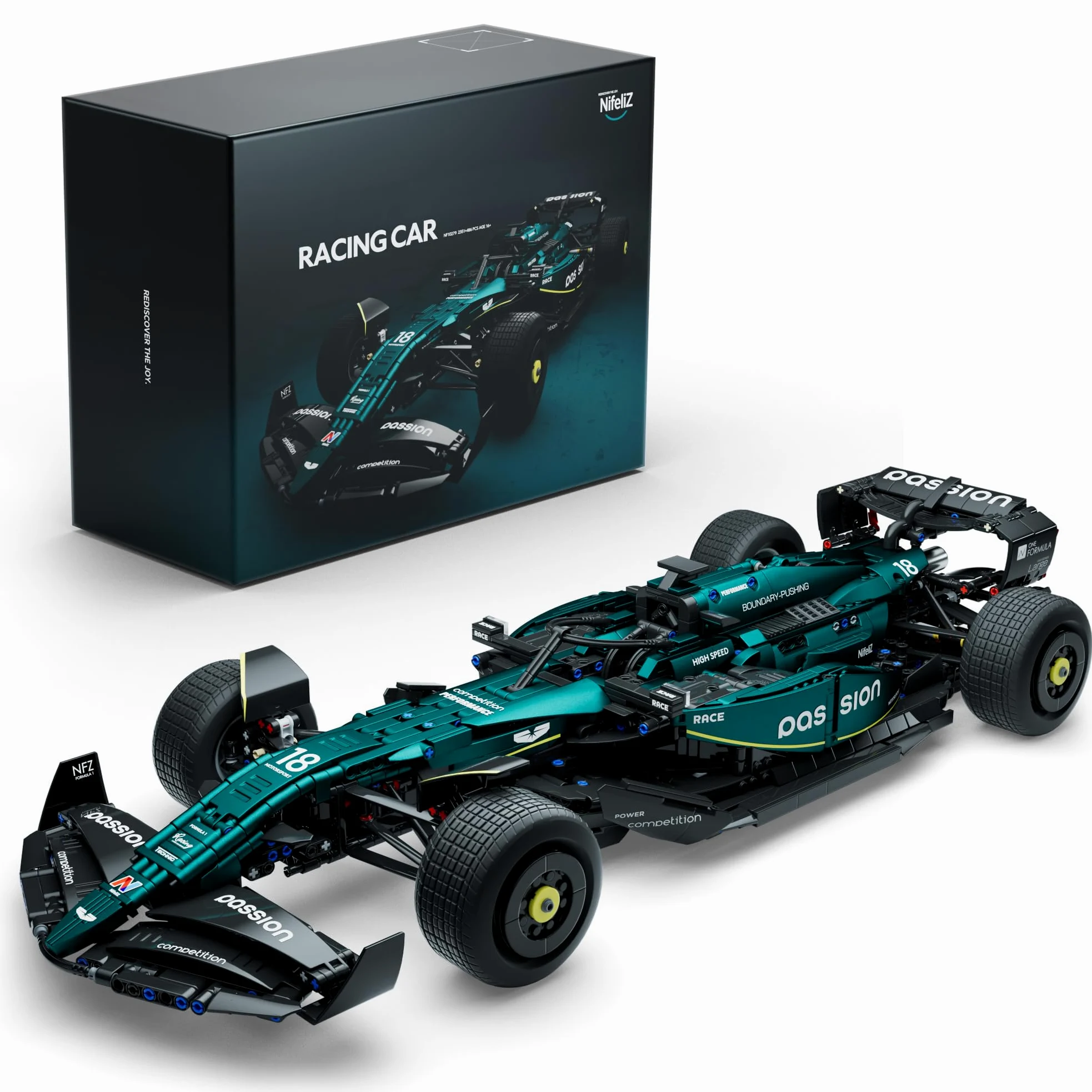 Nifeliz set di costruzione di Auto da Corsa, Modellino da Costruire di Auto da Corsa in Scala 1:8 per Adulti, Regalo per Lui, Lei, Uomo e Donna (2351 pezzi, NF10279)