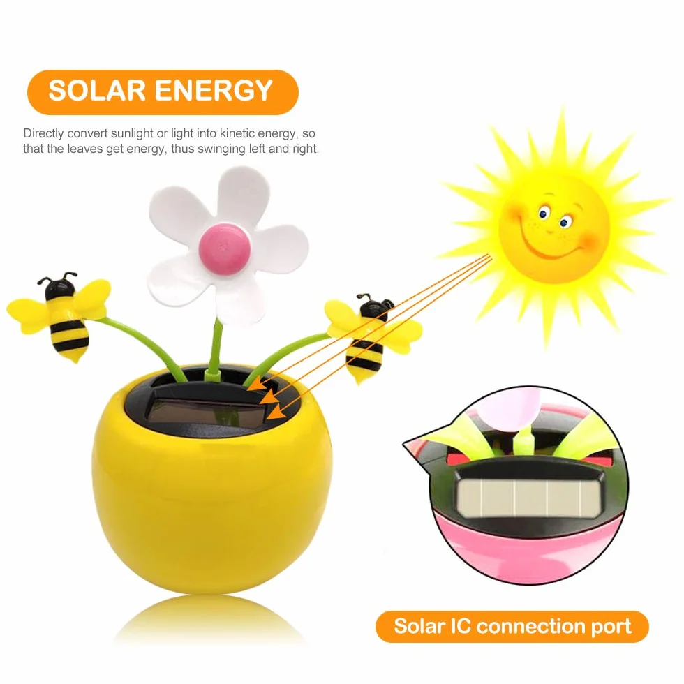 Fiore Danzante Solare 4 Pezzi Ornamenti per Auto Giocattolo Alimentato a Energia Solare Decorazione Scrivania