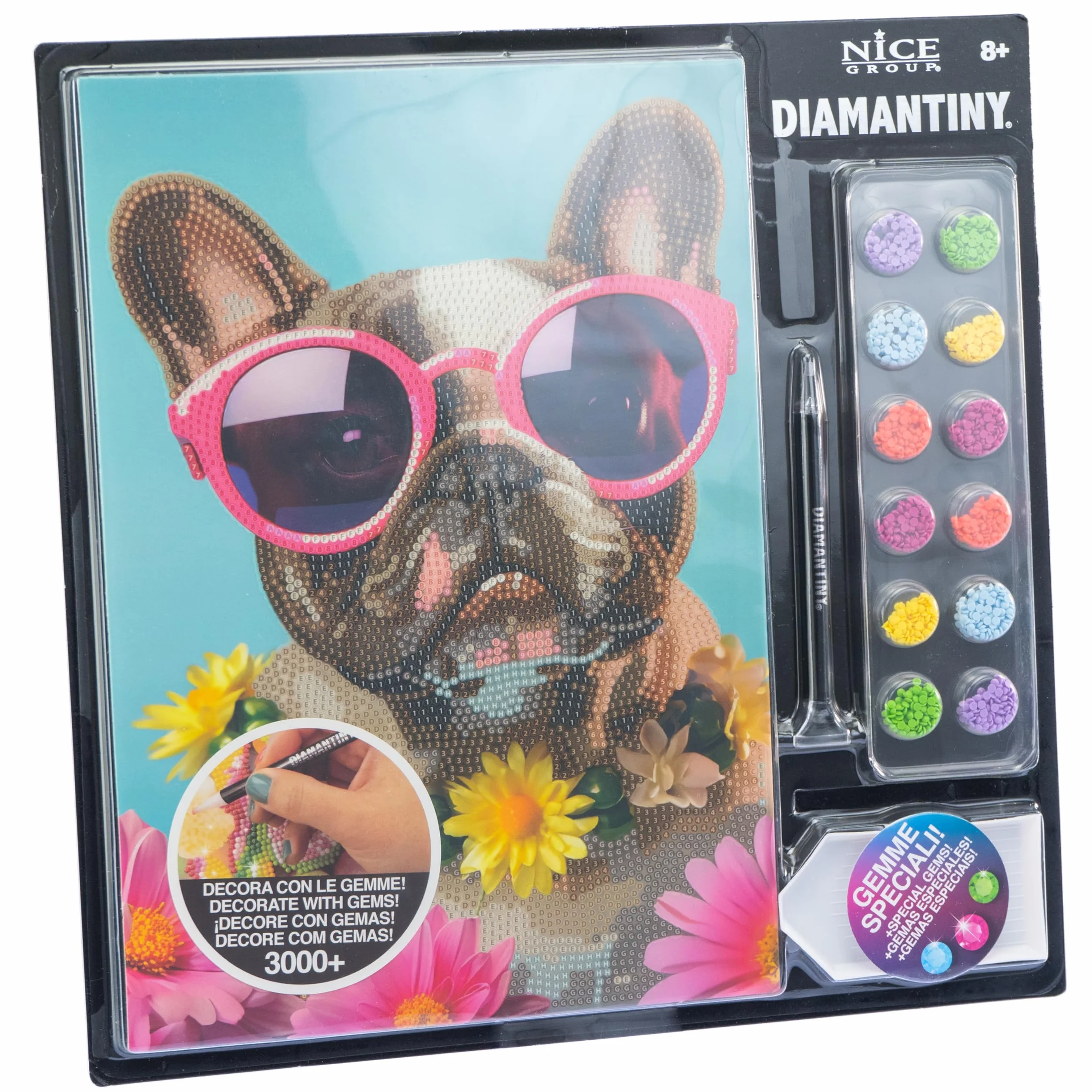 DIAMANTINY Level Up - Nice Group Creative Art, Diamond Painting Kit crea il mosaico, PETS, Carlino