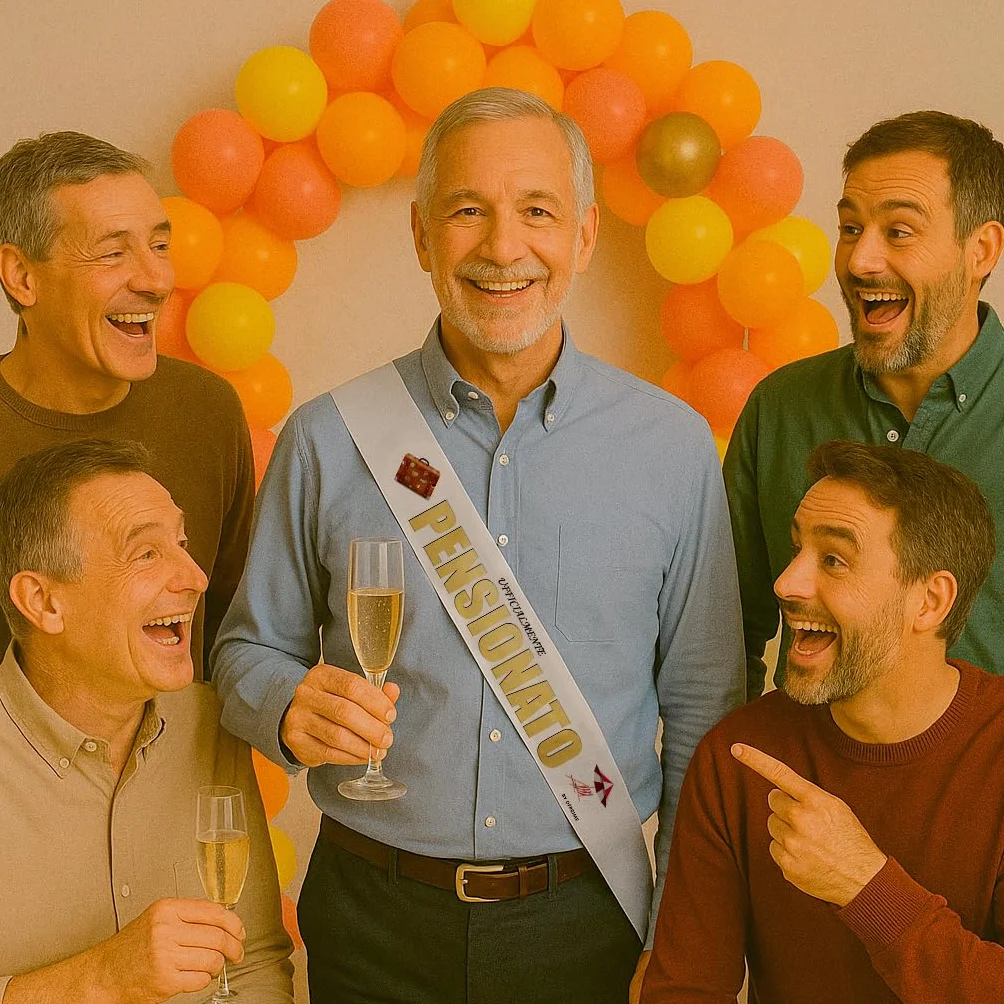 DFPRIME Fascia Ufficialmente Pensionato - Gadget Pensione Uomo - Idea Regalo Pensione Uomo Divertente - Fascia in Raso 2 Metri - Made in Italy per Festa Pensionamento - umarell