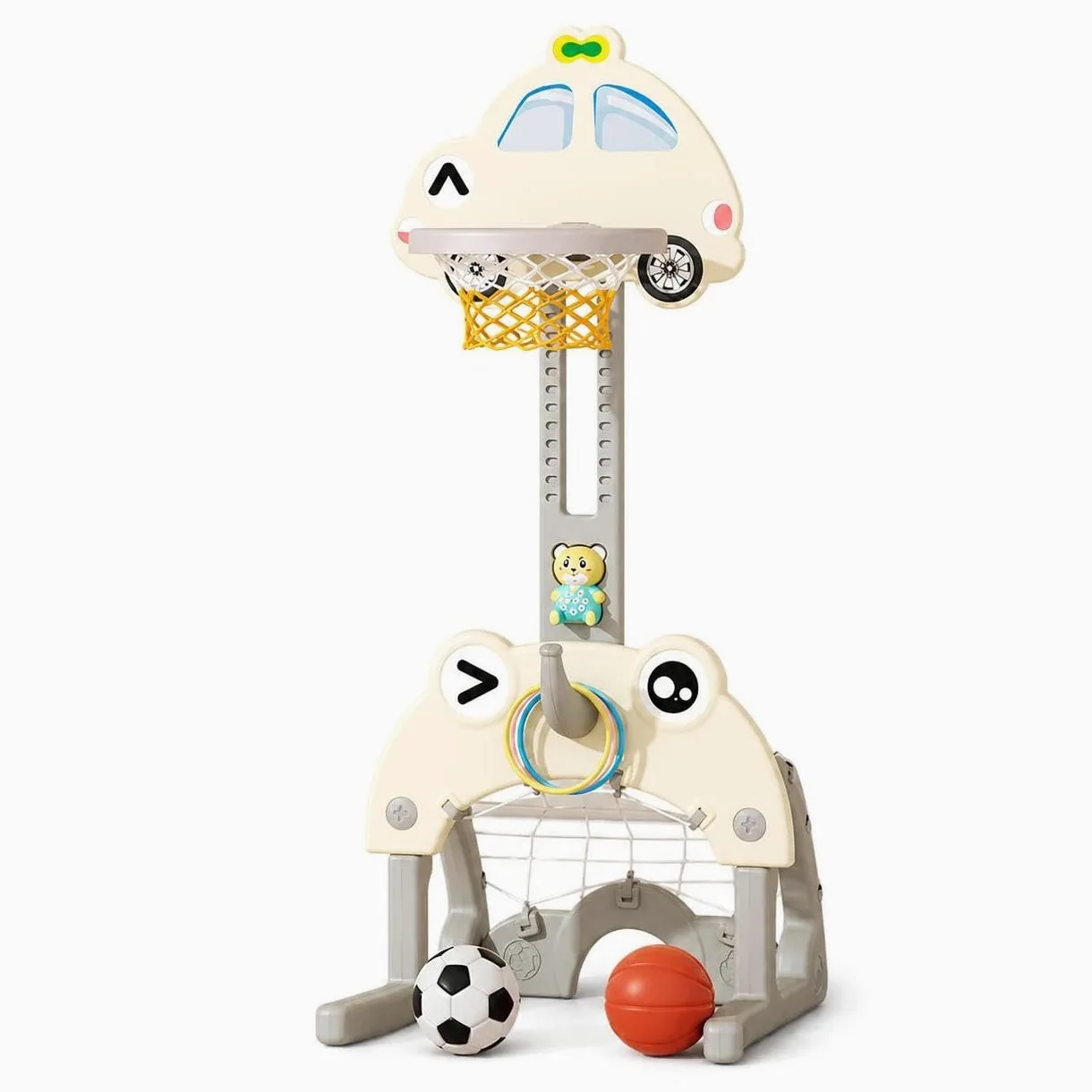 Basket Gonfiabile per Bambini, Bianco | Materiale HDPE sicuro, Gioco basket interno, Allenamento sportivo, Per scuole