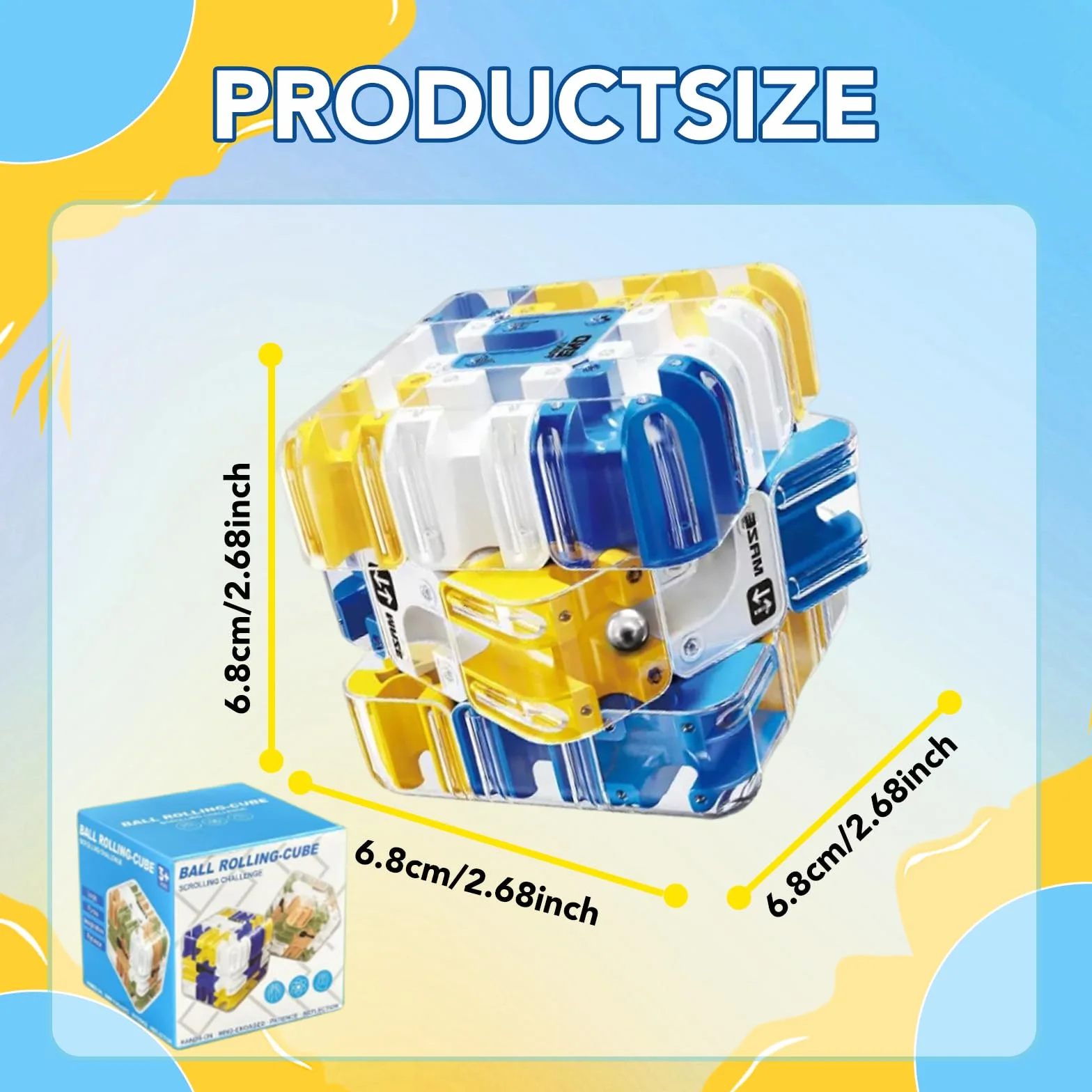 Grande Cubo Labirinto 3D,Labyrinth 3d Puzzle Maze Cube,Giocattolo Labirinto di Biglie 3D,Giocattolo Per Allenare La Consapevolezza Spaziale,Brain Training Logic Game (blu)