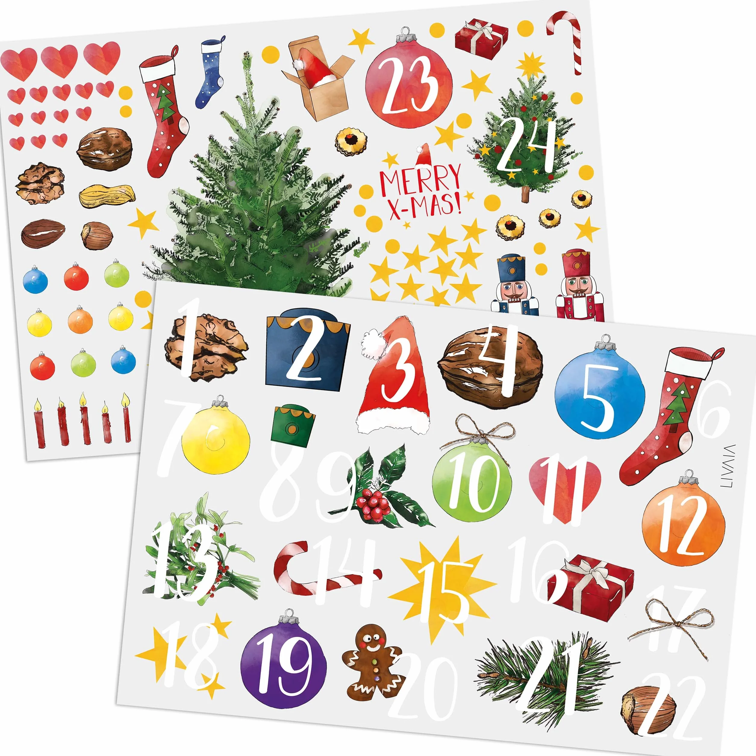 Calendario dell’Avvento fai da te: delizioso calendario fai da te in juta con bustine, soggetti e numeri adesivi – Calendario d’Avvento fai da te 2025 – Calendario dell’Avvento personalizzabile LIVAIA