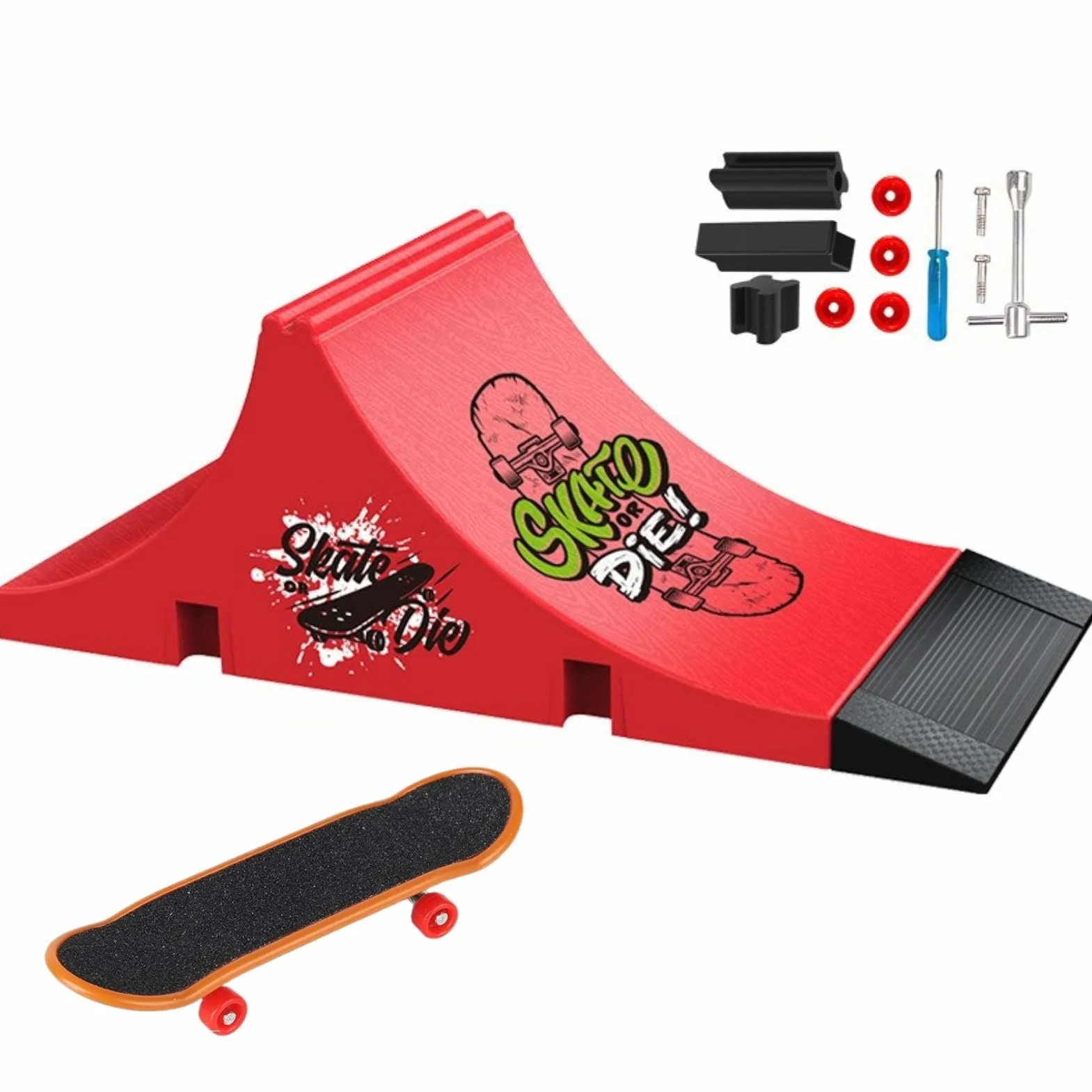 Set di Fingerboard e Rampa, Mini Skateboard da Dita con Rampa e Accessori, Fai da te Tech Deck Fingerboard Park Kit Regalo per Bambini (E)