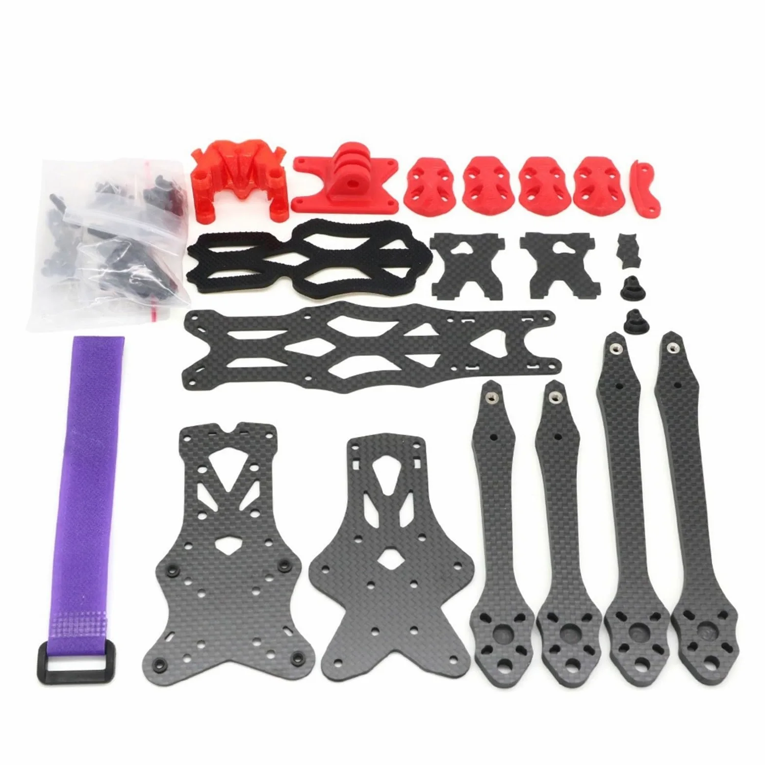 Kit telaio drone, braccio 5.5mm, passo 240mm | Kit telaio drone racing, fibra di carbonio, piastra sup. 2.0mm, inf. 2.5mm(With Print)