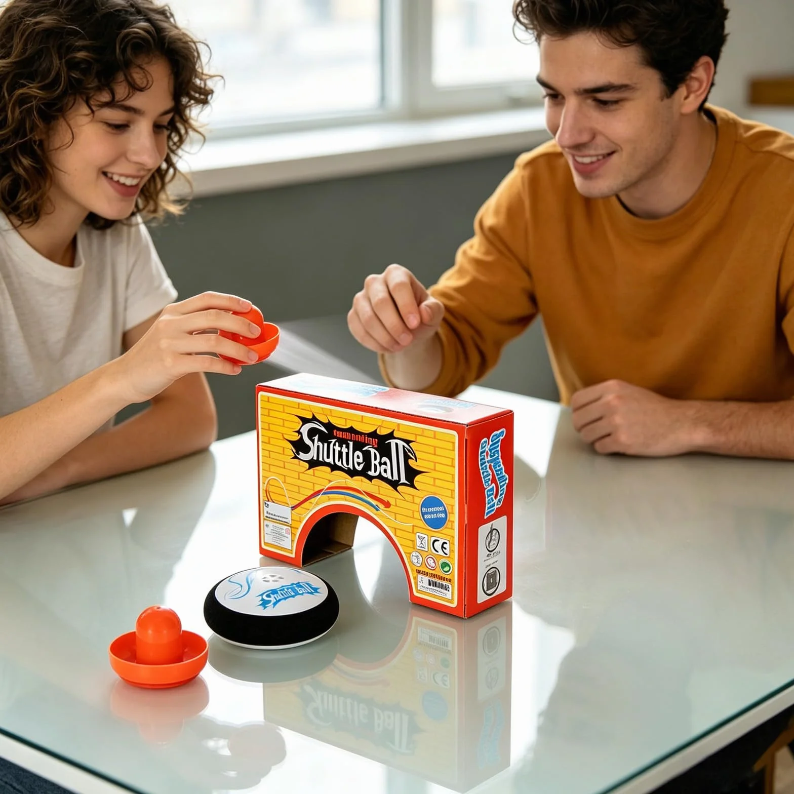 Air Hockey Hover Puck,Portable Air Hockey con 2 Spingere per Hockey ad Aria Rossa,Gioco da Tavolo Portatile,Mini hockey Galleggiante Elettrico per Interni ed Esterni