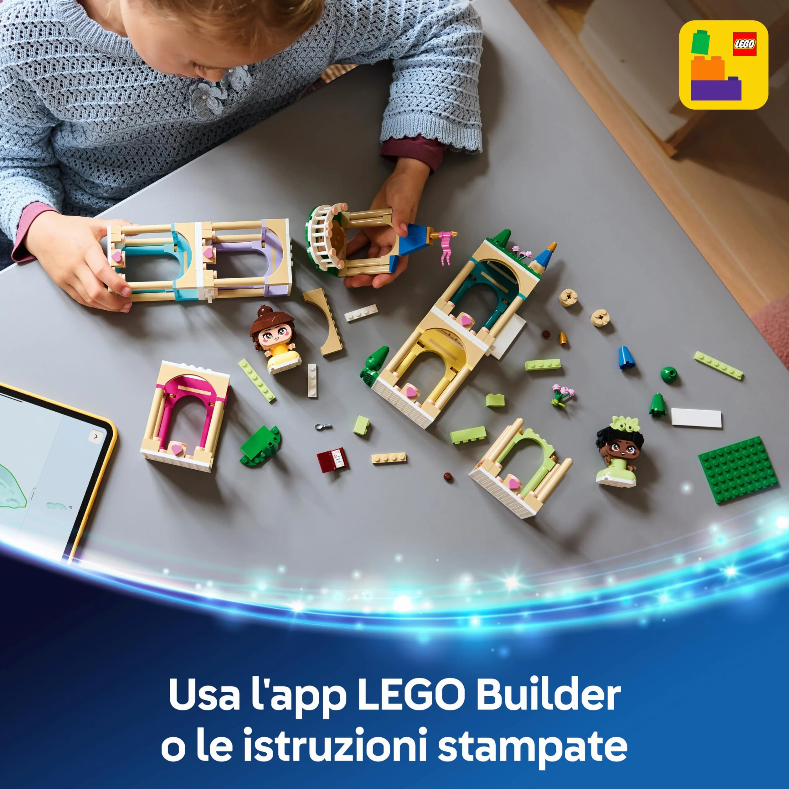 LEGO | Disney Princess Mini-Belle e Mini-Tiana con Castello Giocattolo - con 2 Mini Bamboline e Accessori - Decorazione Fai Da Te - Regalo da Collezione per Bambine e Fan da 5 Anni in su - 43291