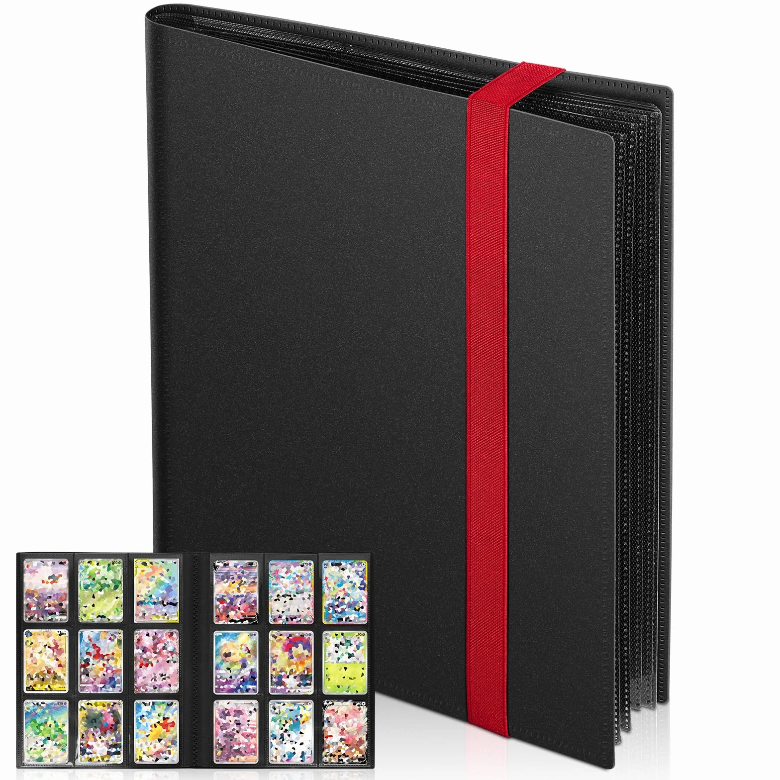 Euqvunn Raccoglitore Carte, 24 Fogli 432 Tasche Album Carte Collezionabili, Binder Cartes a Caricamento Laterale, Album Porta Cartes a Doppia Facciata, Card Binder per TCG,Sports Cards(rosso)