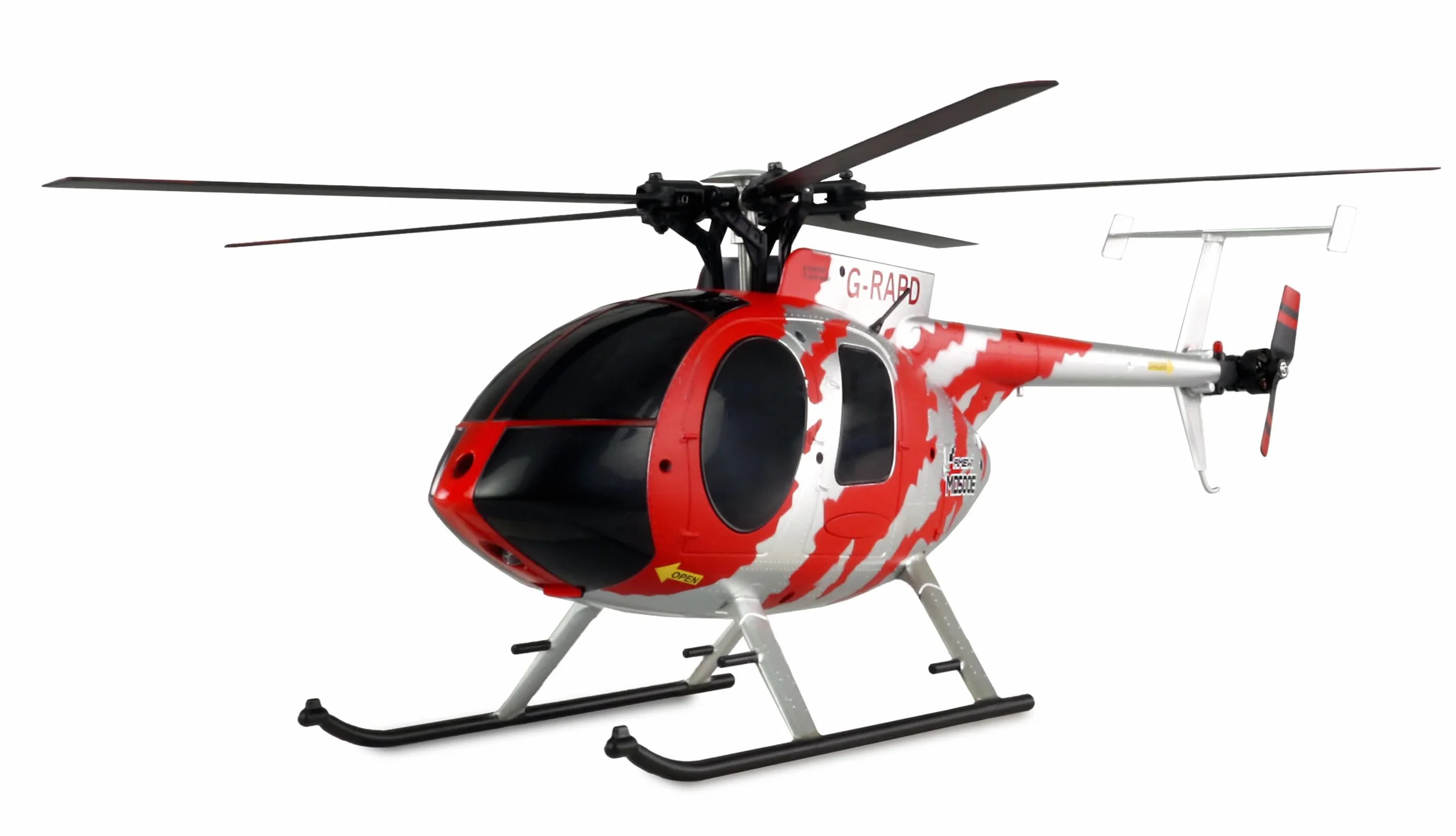 Amewi AFX MD500E Zivil brushless 4 canali 325 mm elicottero 6G RTF rosso/argento RC telecomandato