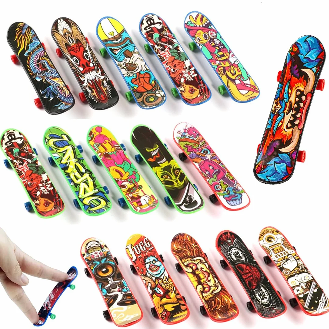 JEYORZY 16 Pezzi Mini Skateboard da Dito per Bambini, Skateboard Finger, Mini Skate Board Professionale per Dita, per Giocare o Come Decorazione (Modelli Casuali)