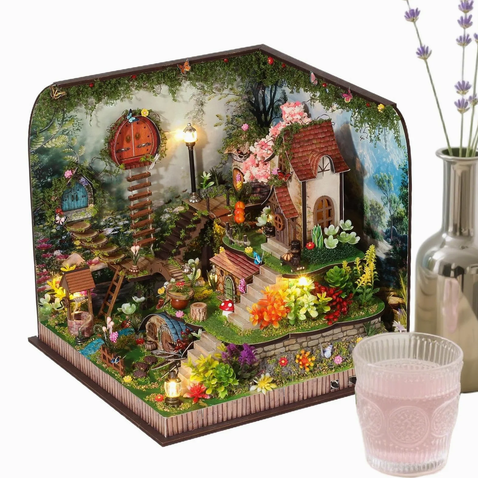 Generico Kit Casa in Miniatura Kit Creativo per Angolo Lettura Fai da Te, | Casa in Miniatura Fatta a Mano per Adulti, Adolescenti, Biblioteca, Camera da , Esposizione su Mensola, Vac