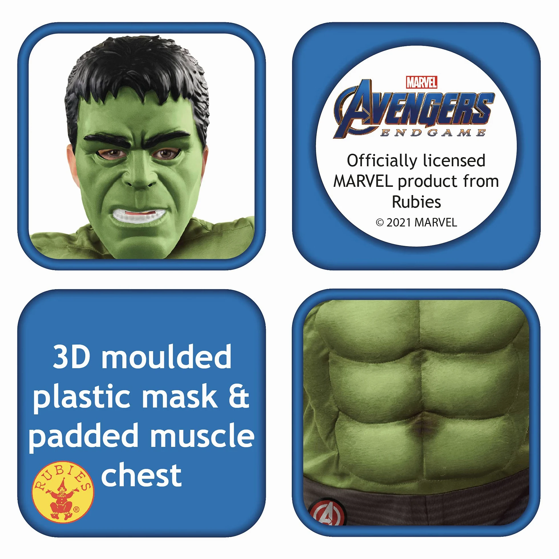 Rubie's Costume Ufficiale Avengers Endgame Hulk, per Bambini, Taglia S, età 3-4 Anni, Altezza 117 cm, Halloween