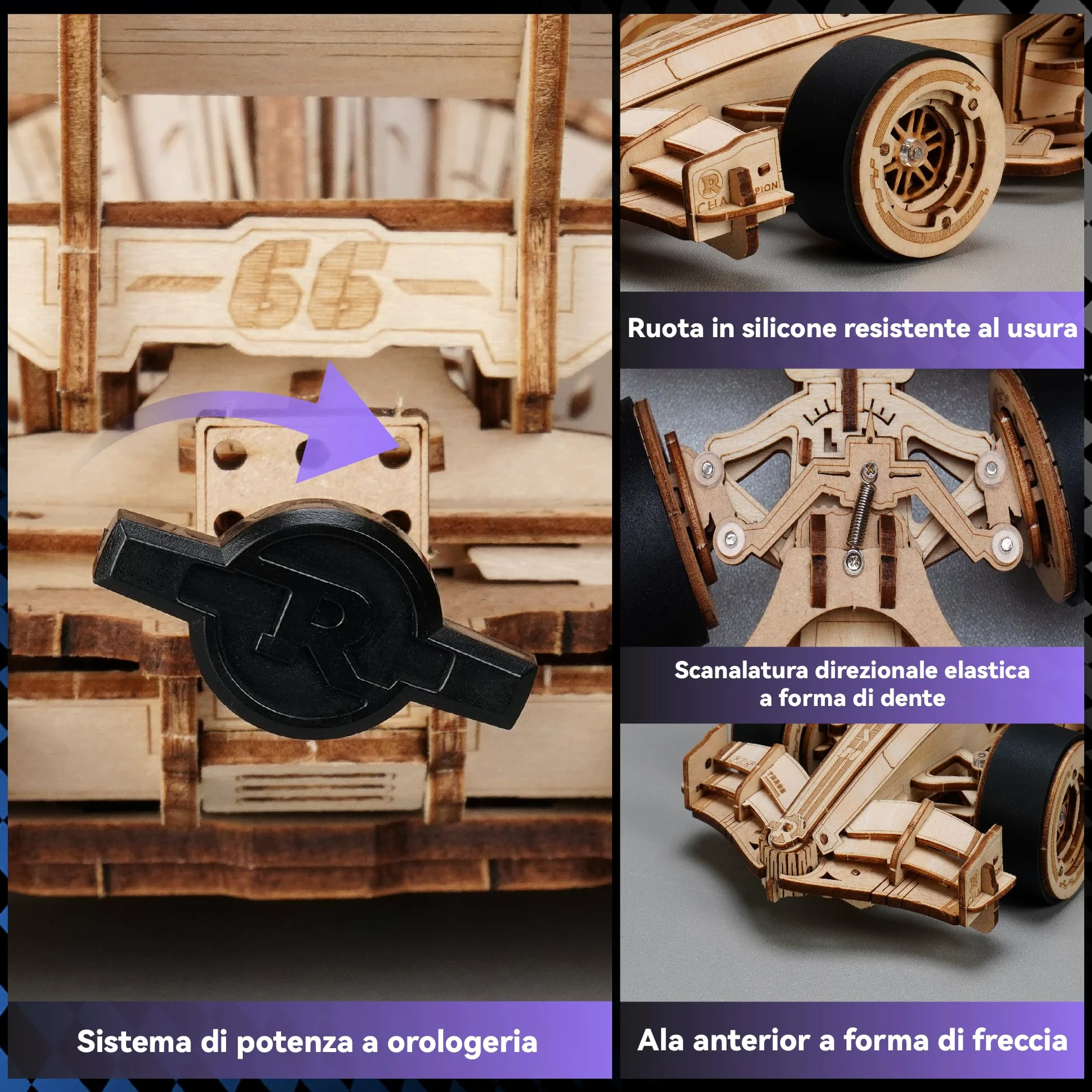ROWOOD Kit di modelli di auto da corsa in legno per adulti e ragazzi da costruire, puzzle in legno 3D, kit di costruzione di modelli di veicoli, kit di artigianato fai da te, regalo creativo per lui