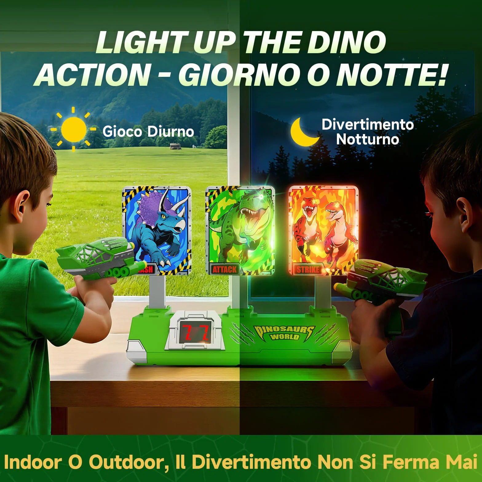 Dinosauri Tiro Bersaglio Elettrico Digitale con Pistola Giocattolo per Bambini 3-12 Anni