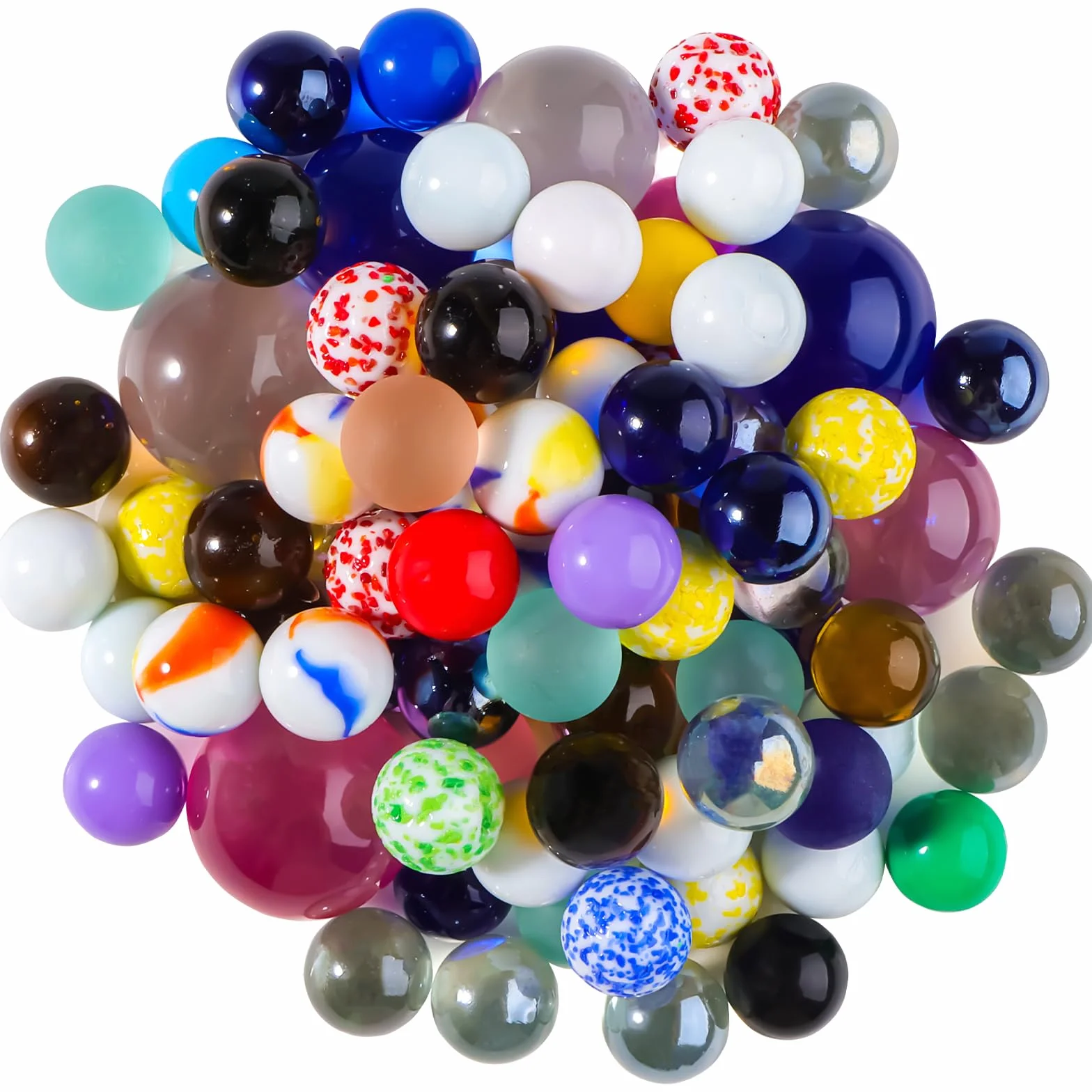 Biglie di Vetro Colorate Decorative 86 Pezzi 16/25/30 mm per Bambini Giocattoli Tradizionali
