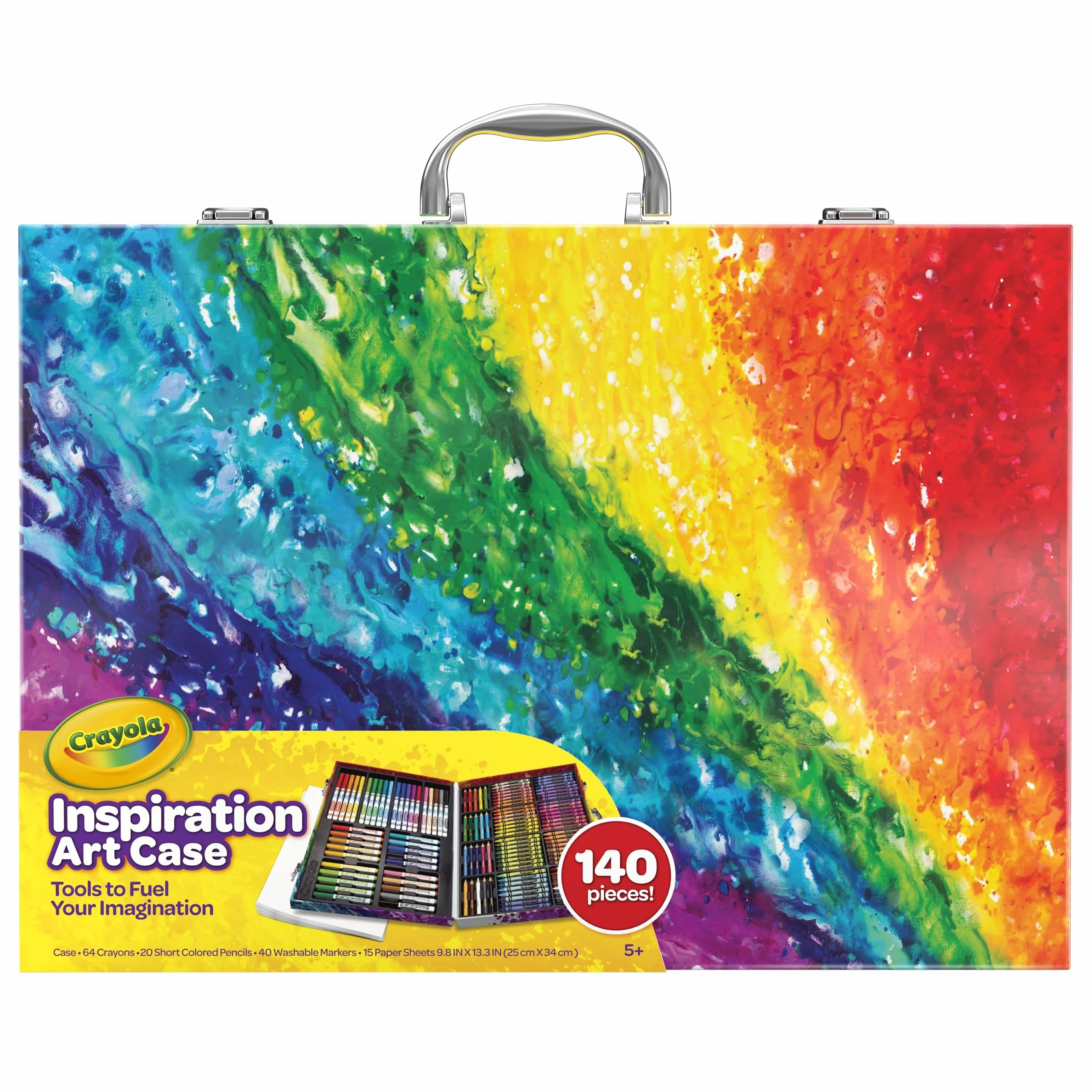 CRAYOLA Valigetta Colori Arcobaleno 140 Pezzi Kit Creativo Pennarelli Matite Colorate Pastelli a cera 5-10 Anni